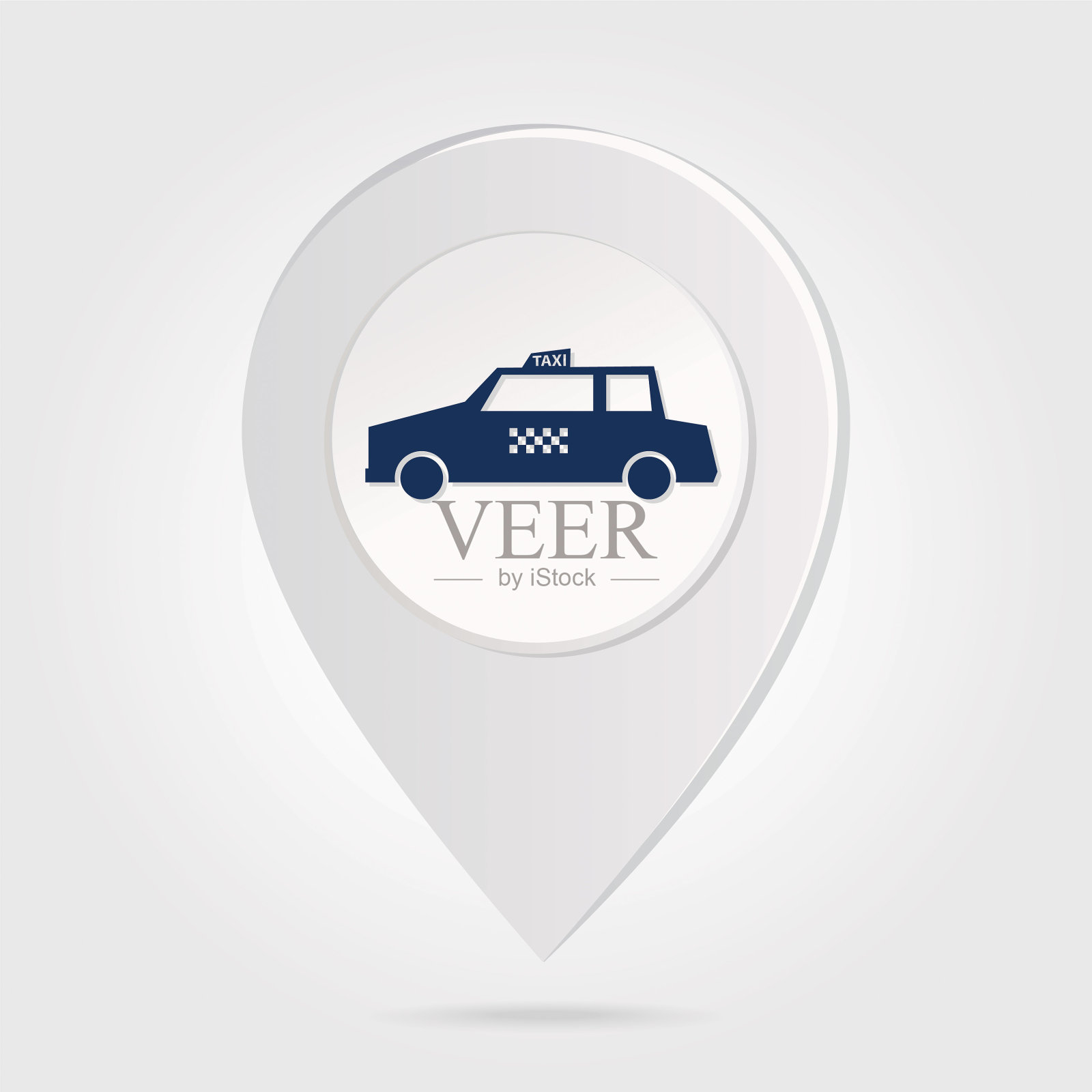 地图标记针蓝色出租车轮廓圆形图标按钮插画图片素材