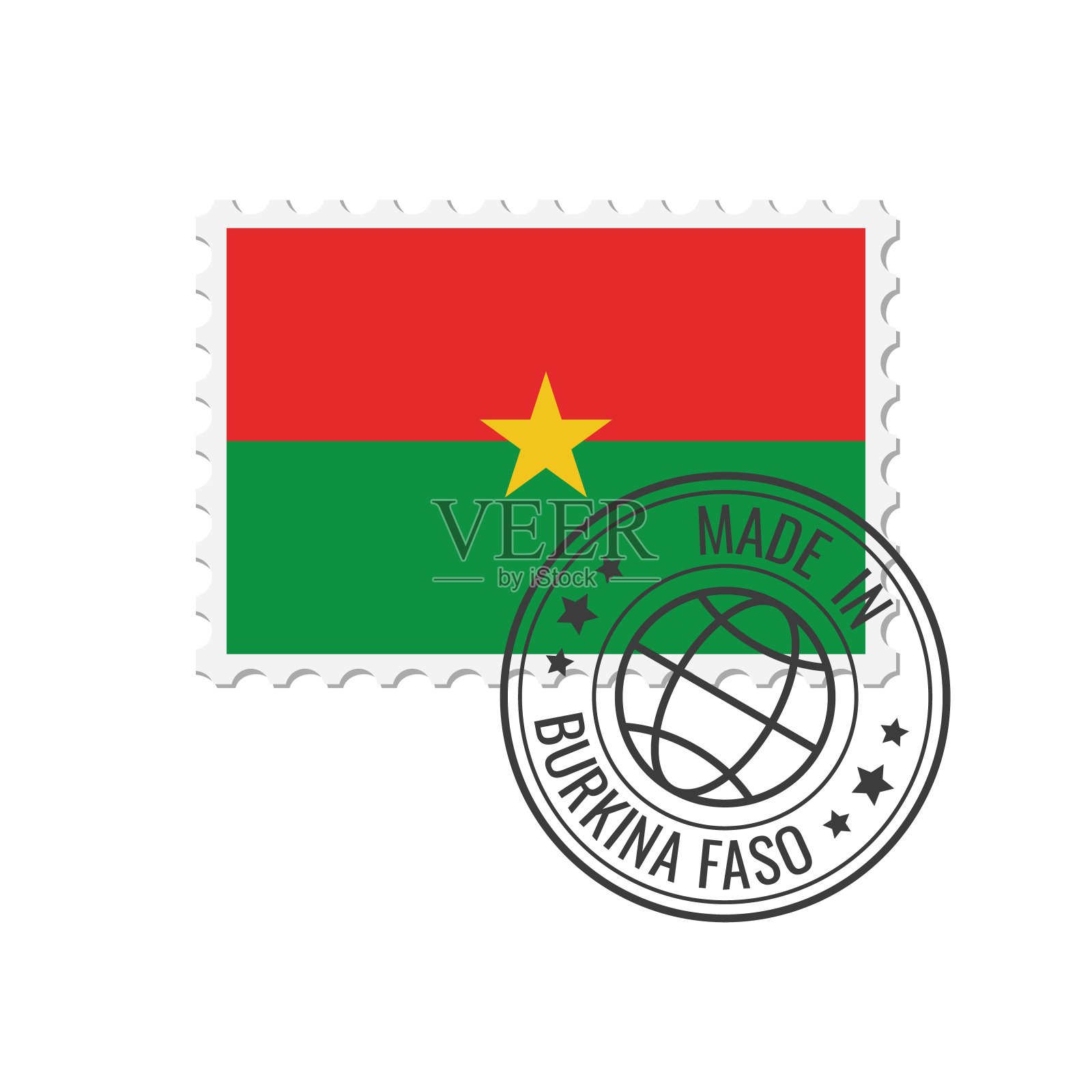 布基纳法索制造徽章矢量。布基纳法索国旗贴纸。白色背景上孤立的墨印。插画图片素材