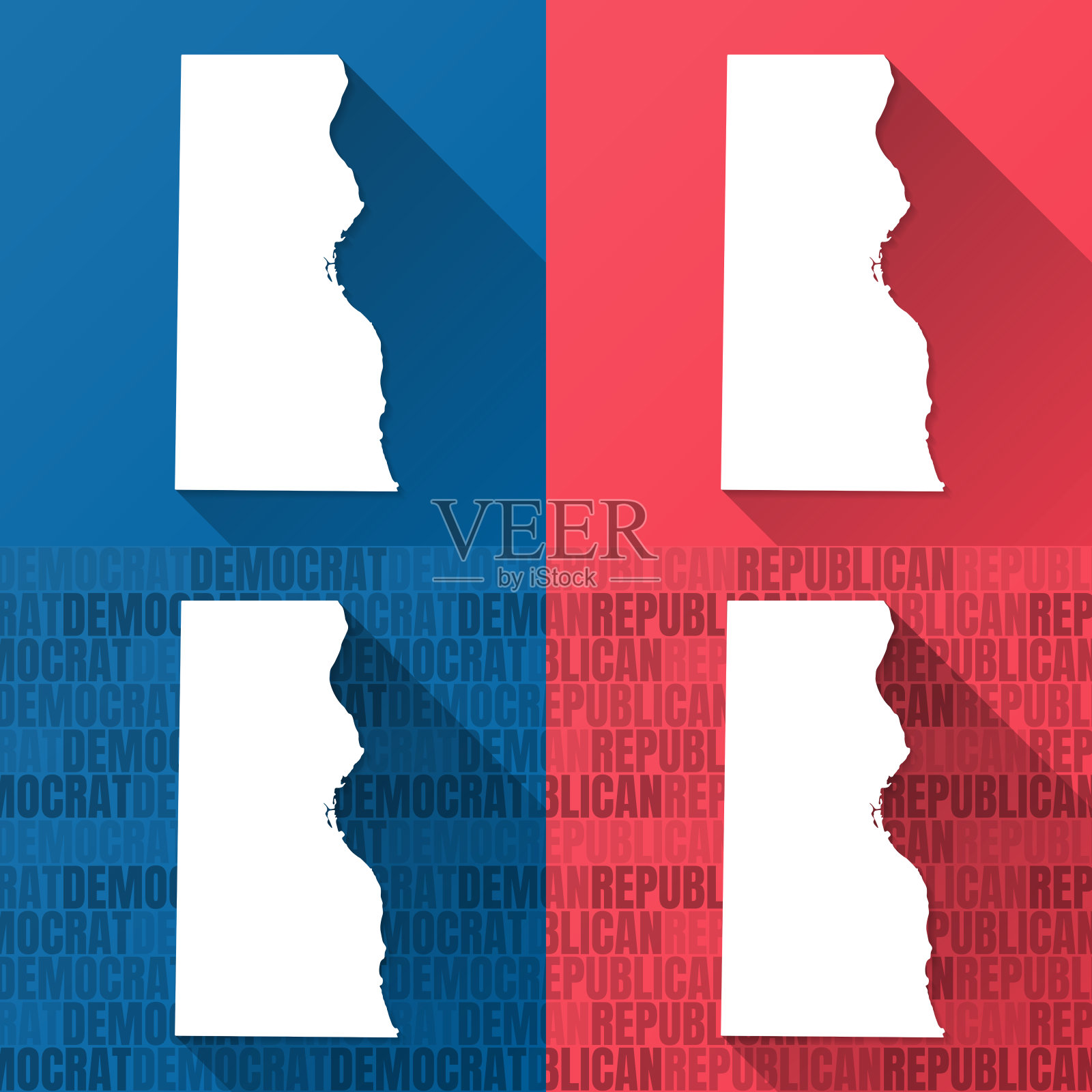 威斯康星州密尔沃基县。蓝色和红色背景的地图插画图片素材