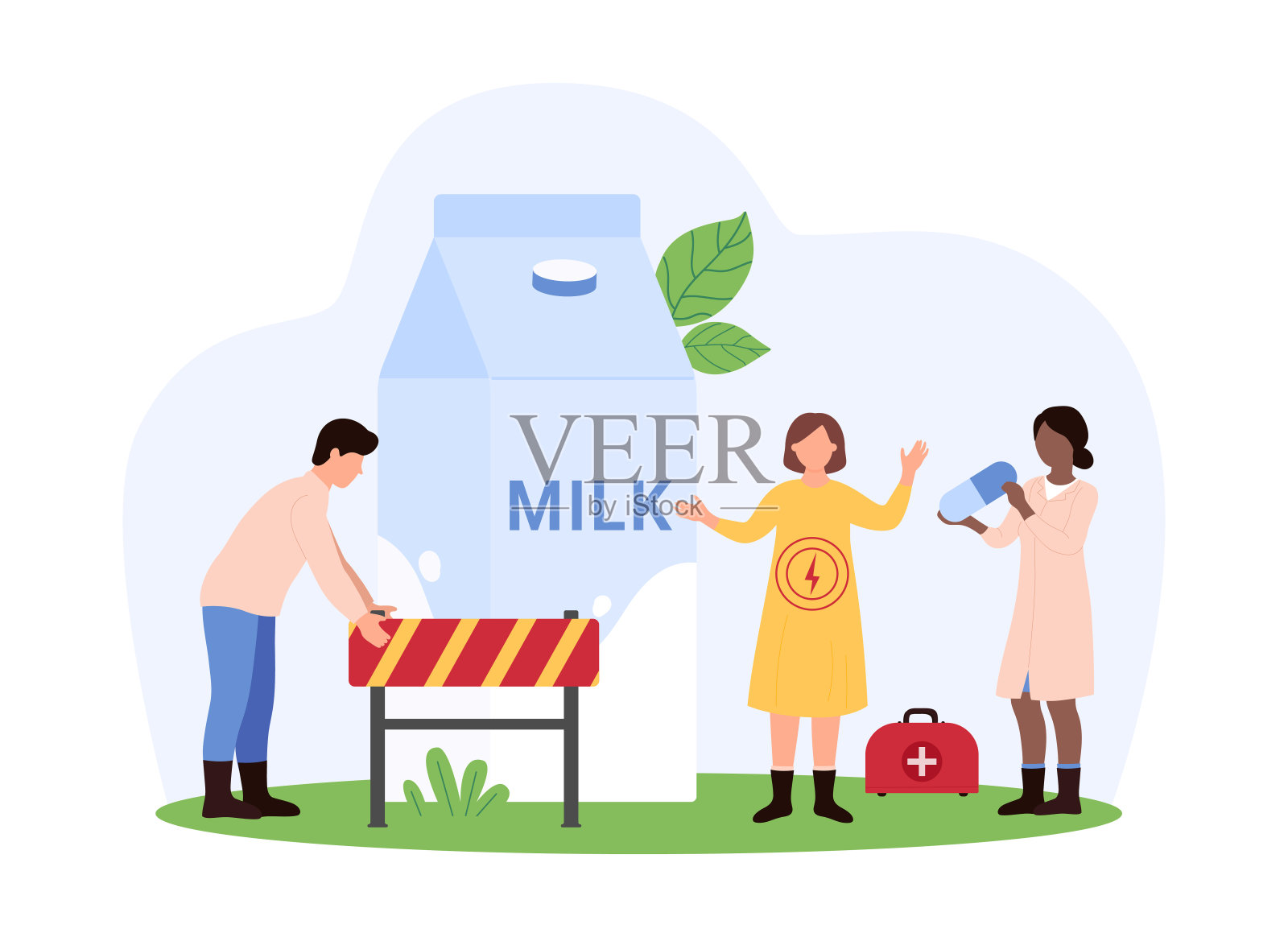 解决牛奶过敏和乳糖不耐症的概念插画图片素材