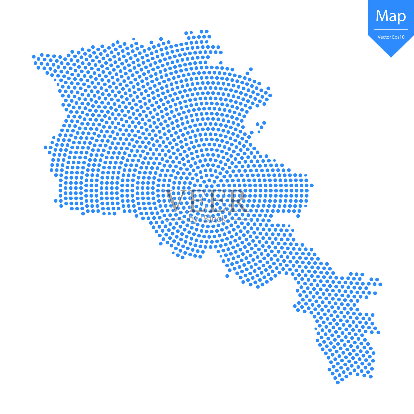 抽象图形亚美尼亚地图从点蓝色在一个白色的背景。插画图片素材