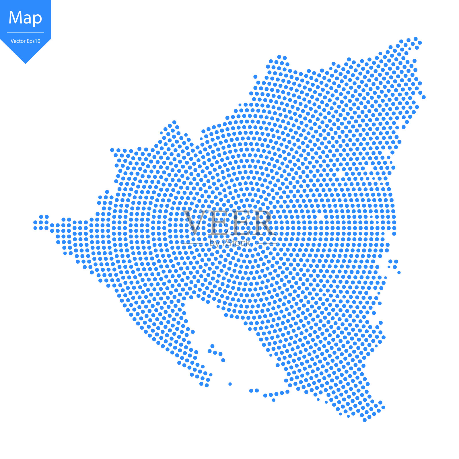 抽象图形尼加拉瓜地图从点蓝色在一个白色的背景。插画图片素材