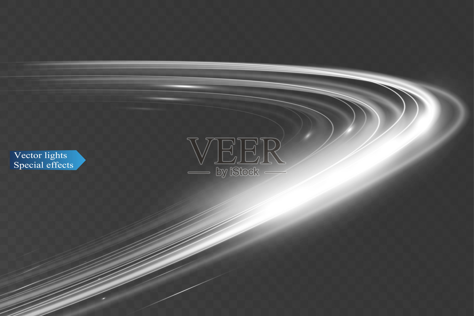 白色模糊的尾波，圆银线的光速。矢量插图。插画图片素材