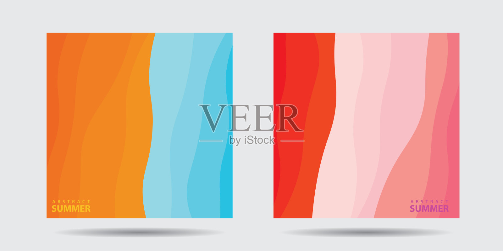 抽象的背景设计与夏季色彩主题，波浪图案，抽象的夏季波浪背景，插画图片素材