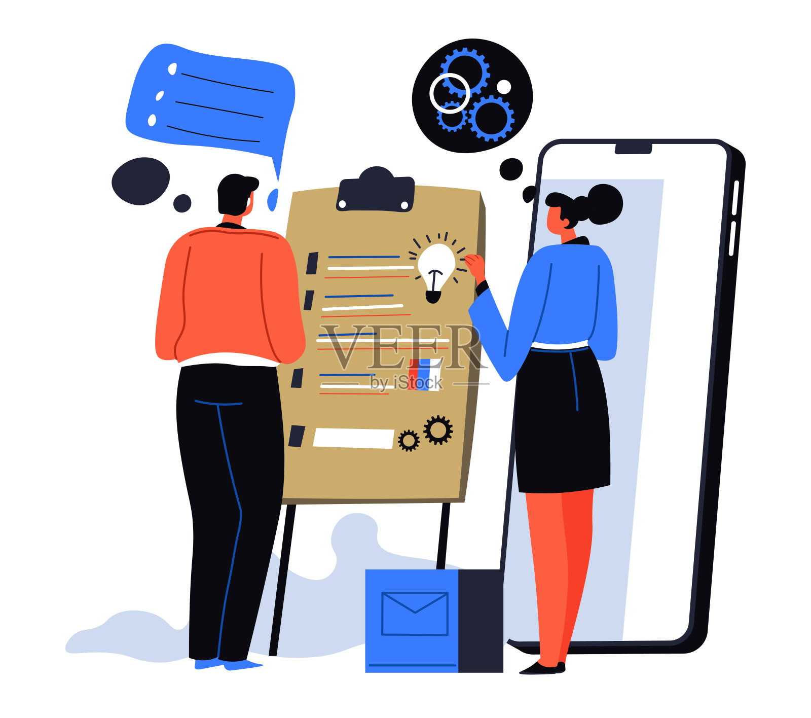 一个团队的人一起工作的商业理念插画图片素材