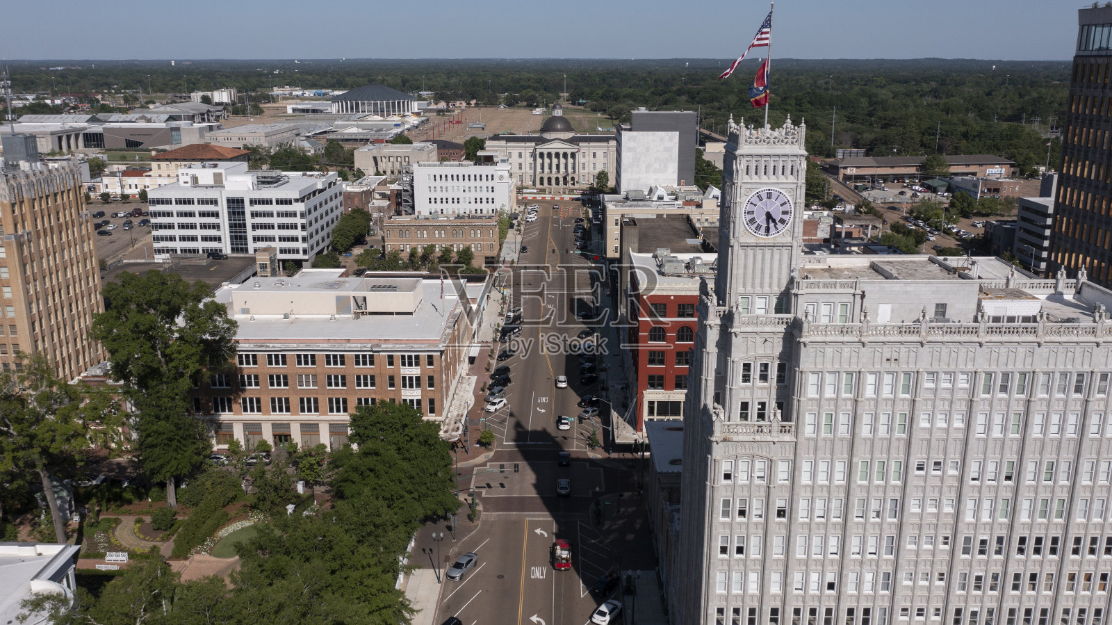 密西西比州杰克逊市中心历史性的天际线照片摄影图片