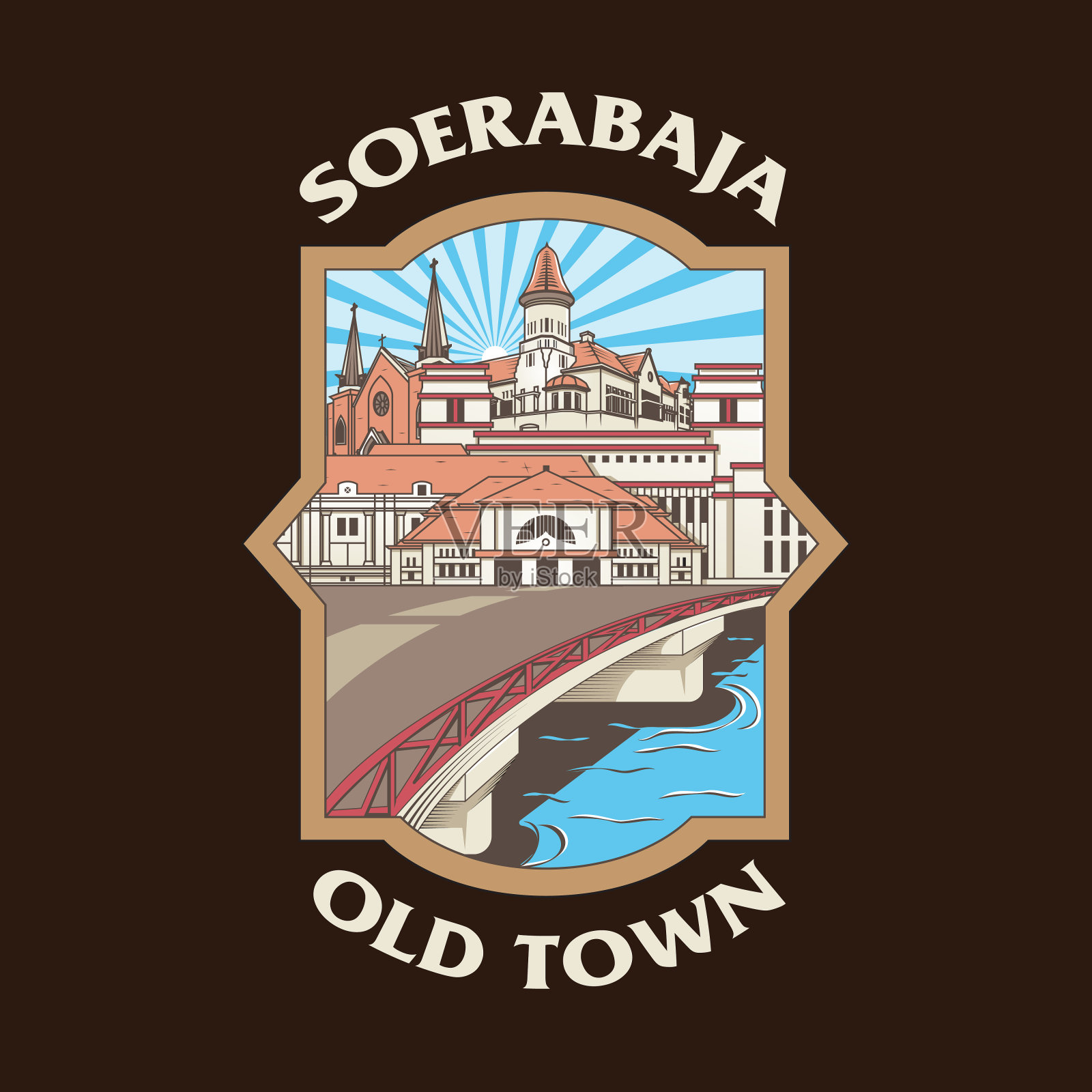 Soerabaja老城复古风格插图插画图片素材