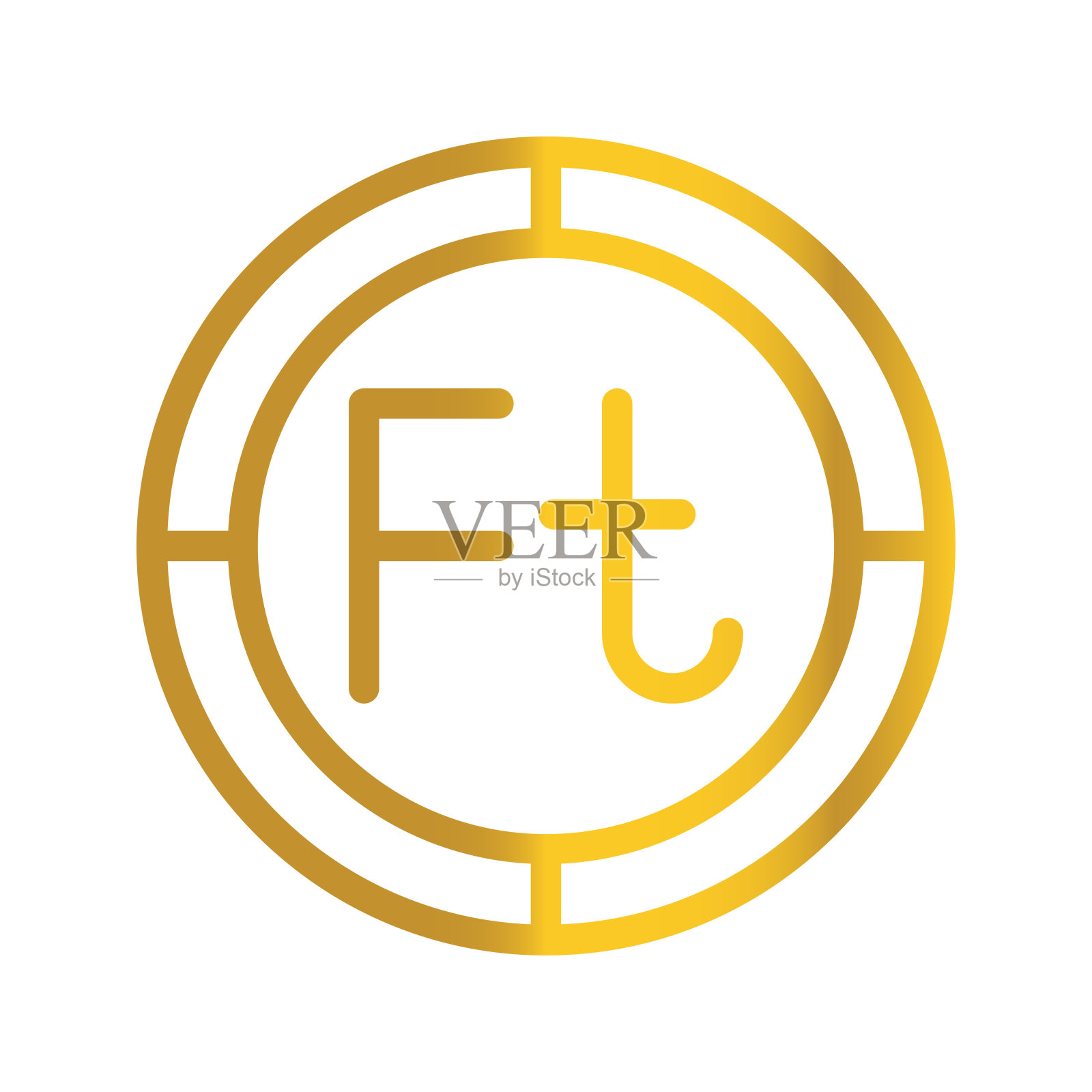 匈牙利货币弗林特金币，可以作为货币、金融和商业的标志设计。采用渐变填充设计。插画图片素材