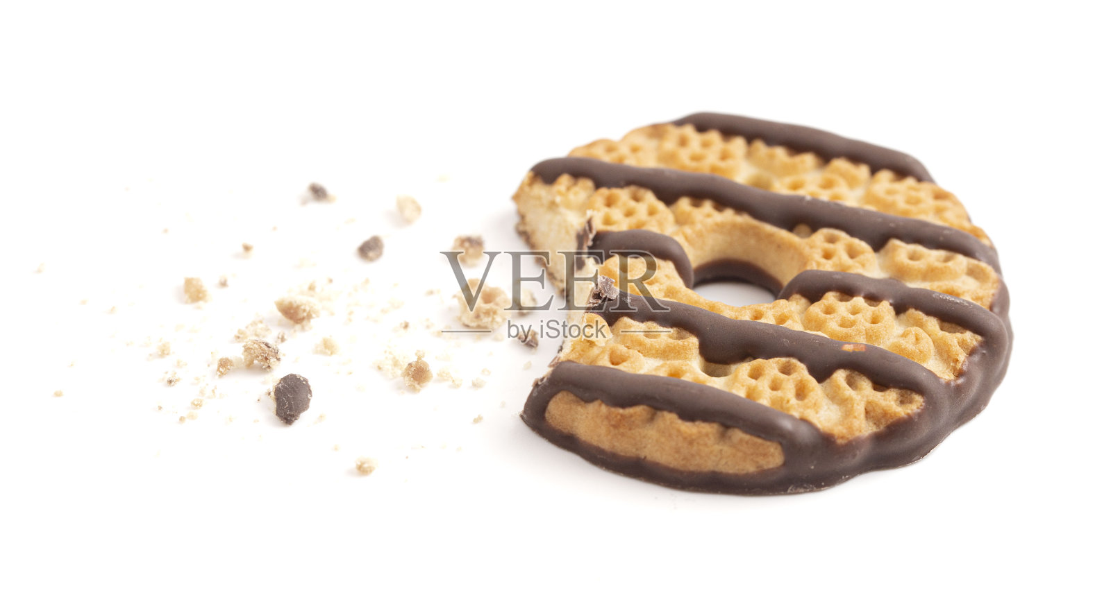 软糖条纹短饼干隔离在一个白色的背景照片摄影图片