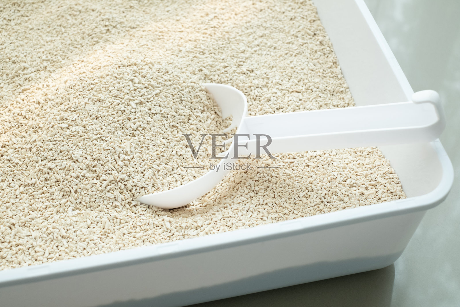 豆腐猫砂用铲子在沙箱里刨沙照片摄影图片