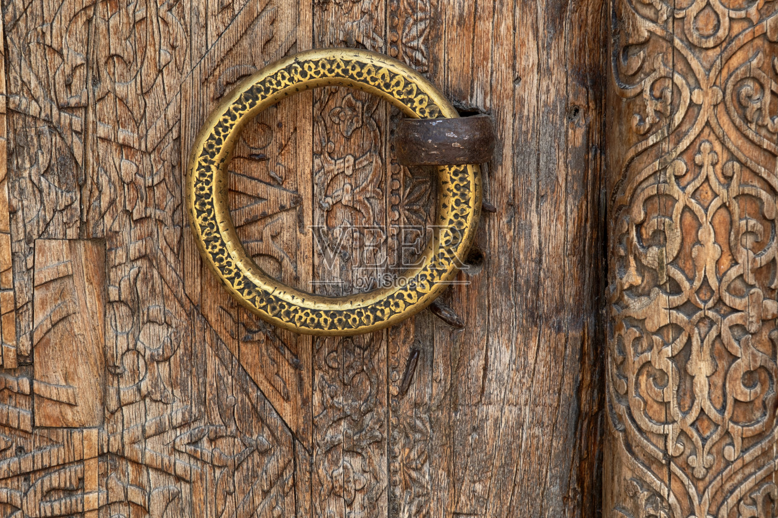 古董门把手，布哈拉，乌兹别克斯坦照片摄影图片