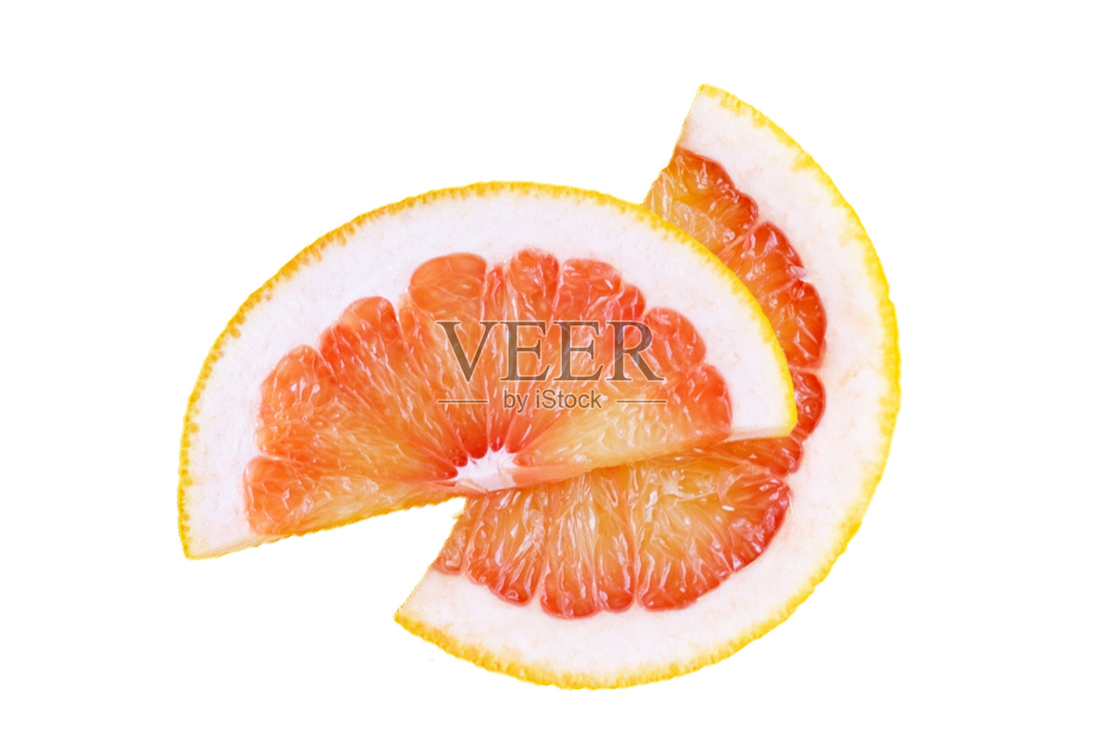 新鲜的红色葡萄柚片在白色的背景照片摄影图片