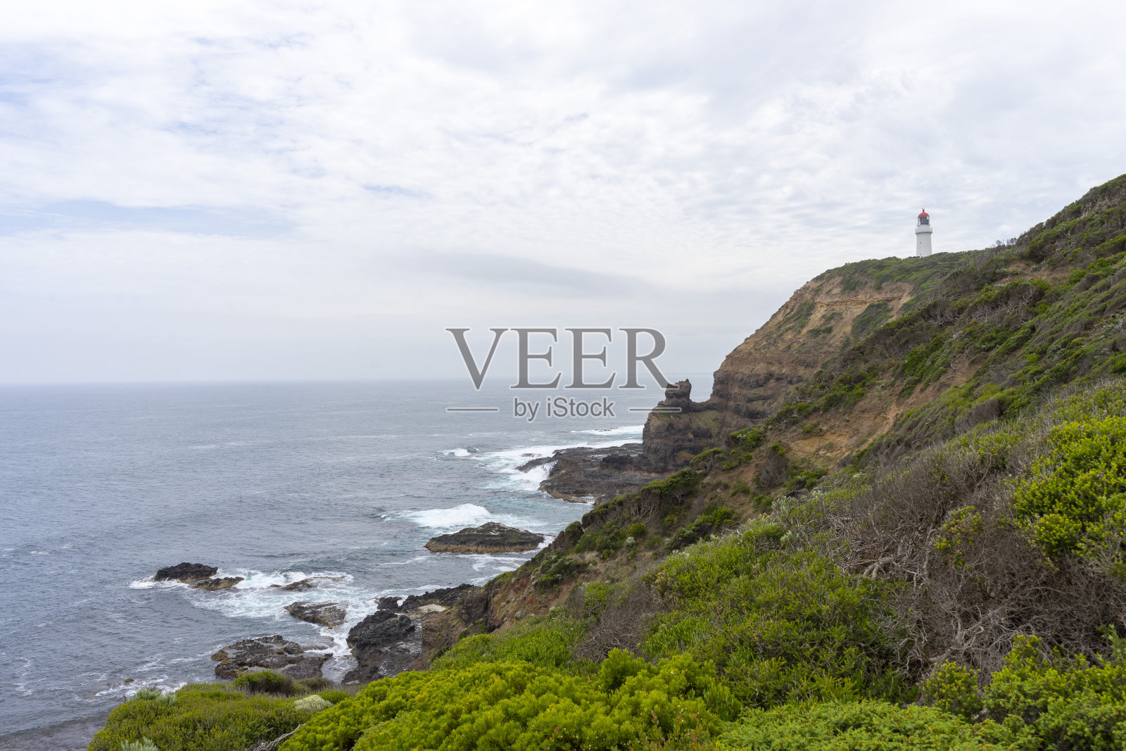 澳大利亚维多利亚州莫宁顿半岛的尚克角灯塔。照片摄影图片