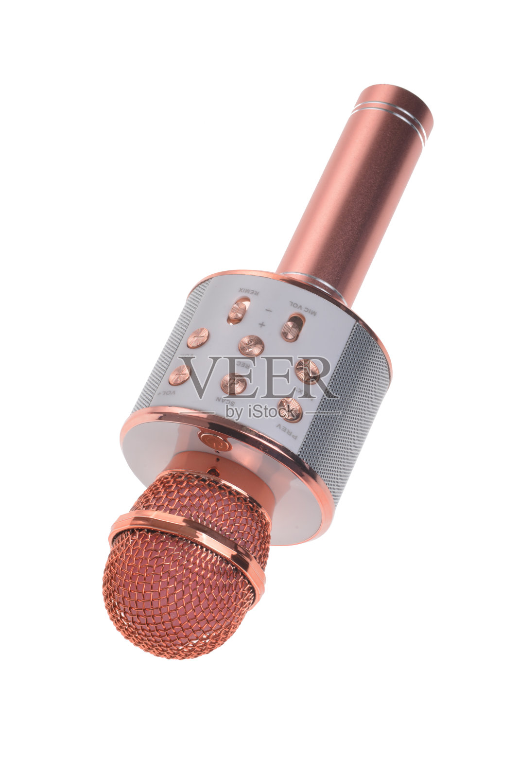 卡拉ok麦克风隔离在白色背景照片摄影图片