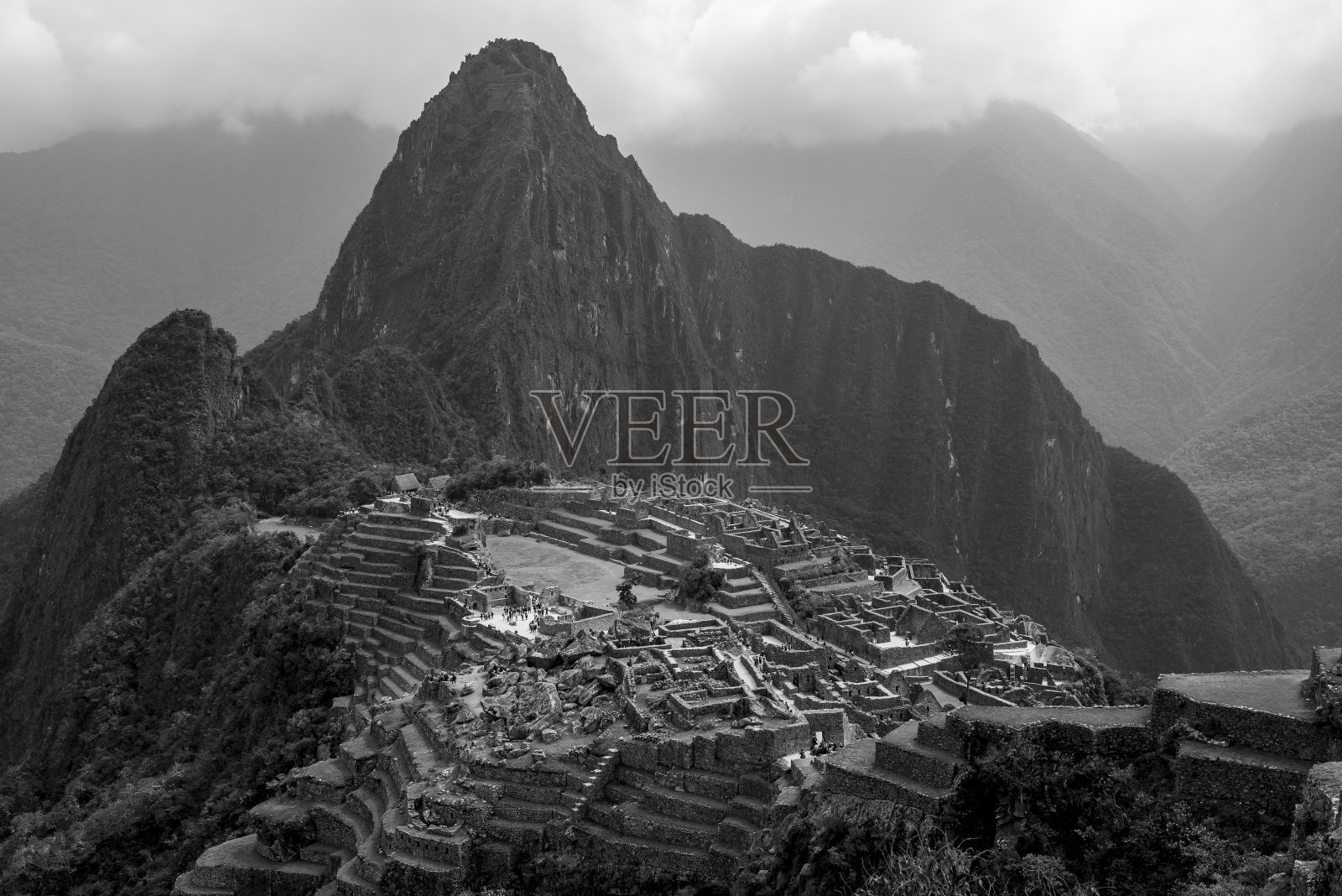 秘鲁的黑白马丘比丘照片摄影图片