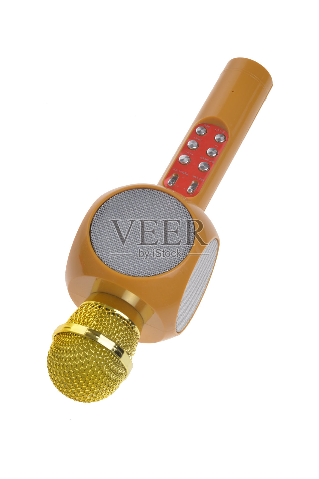 卡拉ok麦克风隔离在白色背景照片摄影图片