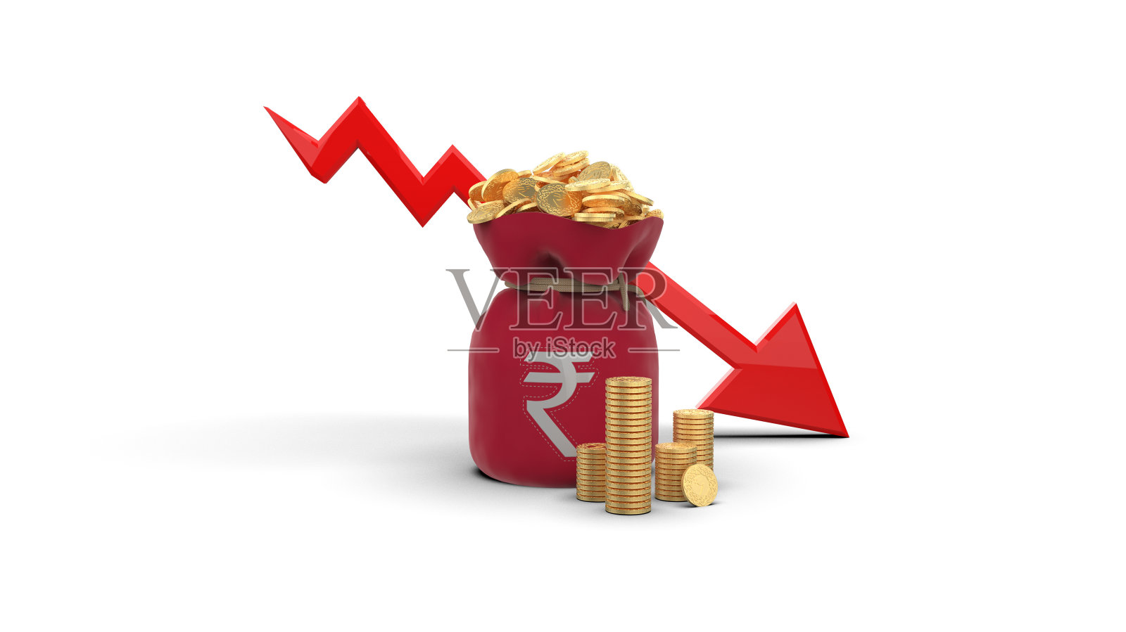 金币袋在黄金4K。照片摄影图片