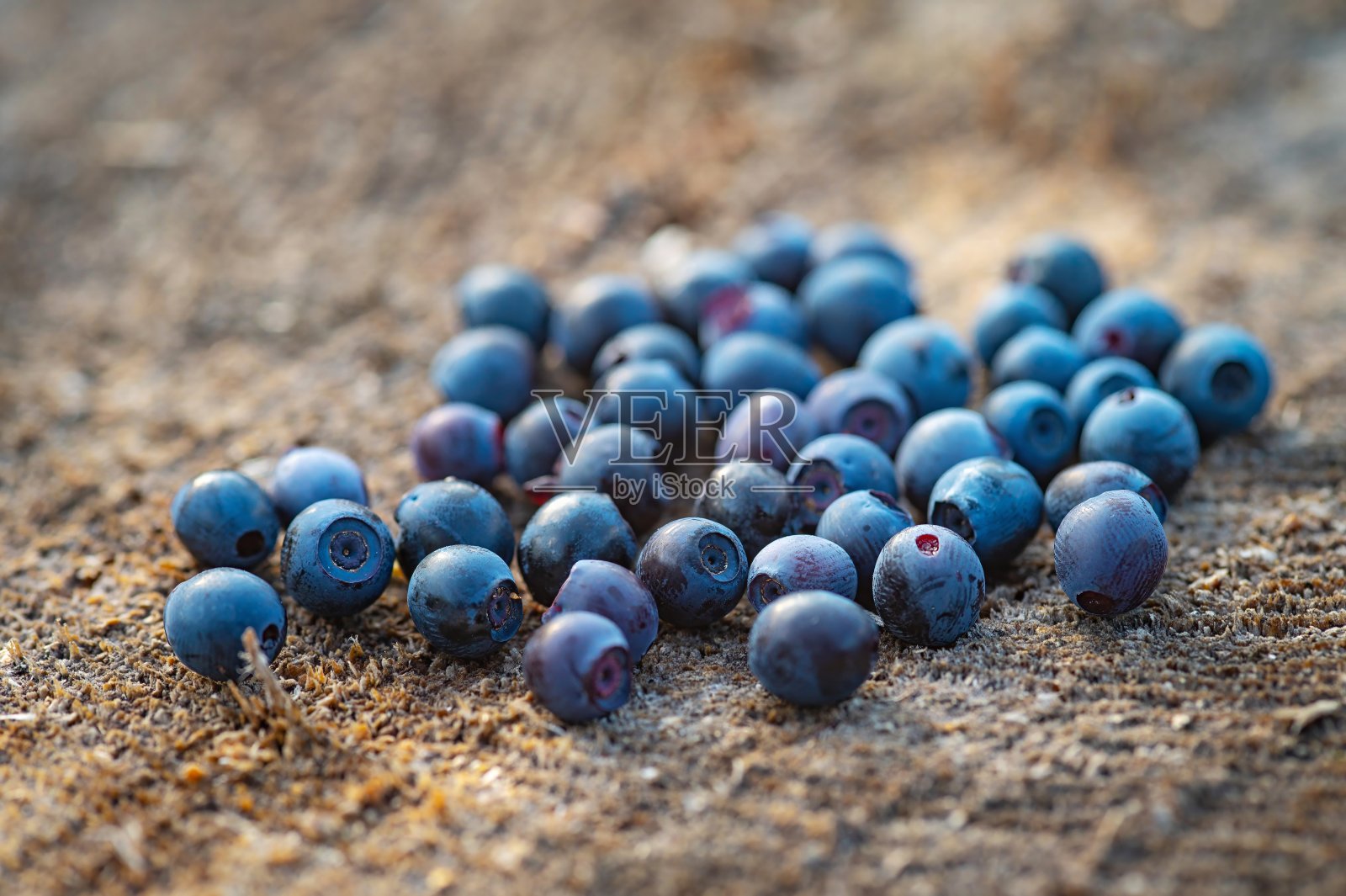 天然木质背景。食品的背景。木桌上的蓝莓成熟可口。大平面图，俯视图，乡村风格。照片摄影图片