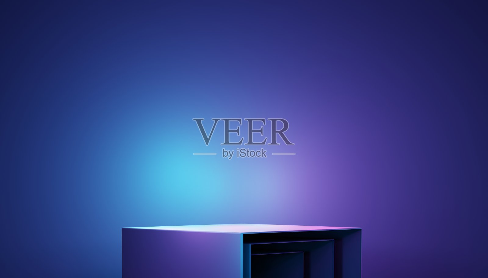 三维渲染的紫色和蓝色抽象几何背景。场景广告，技术，展示，横幅，游戏，体育，化妆品，商业，工作室。科幻小说插图。产品显示照片摄影图片