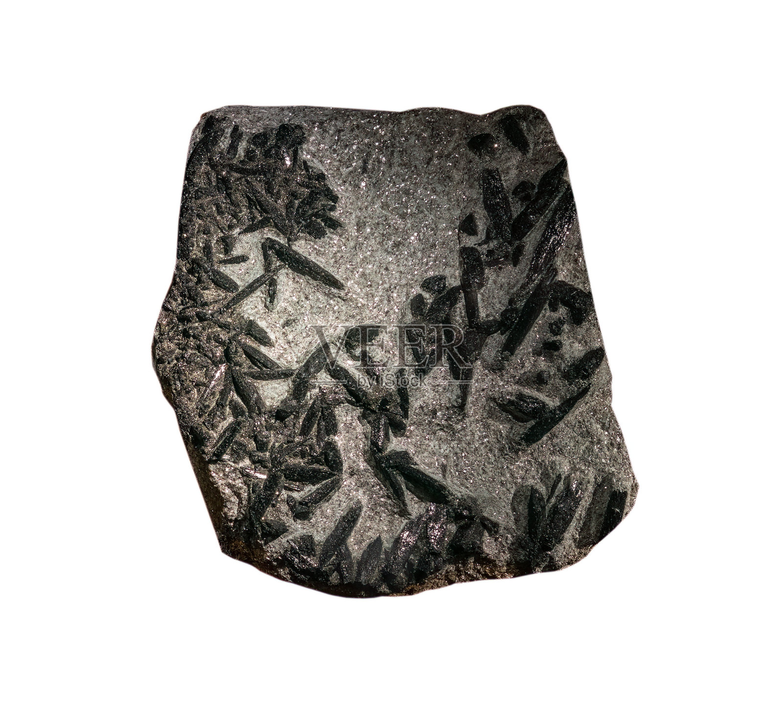 白色上的电气石矿物，孤立照片摄影图片