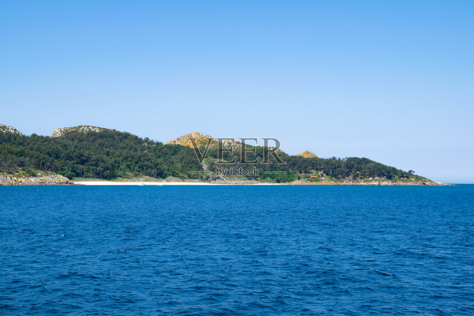 这是大西洋西岛自然公园的景色。维戈-西班牙照片摄影图片