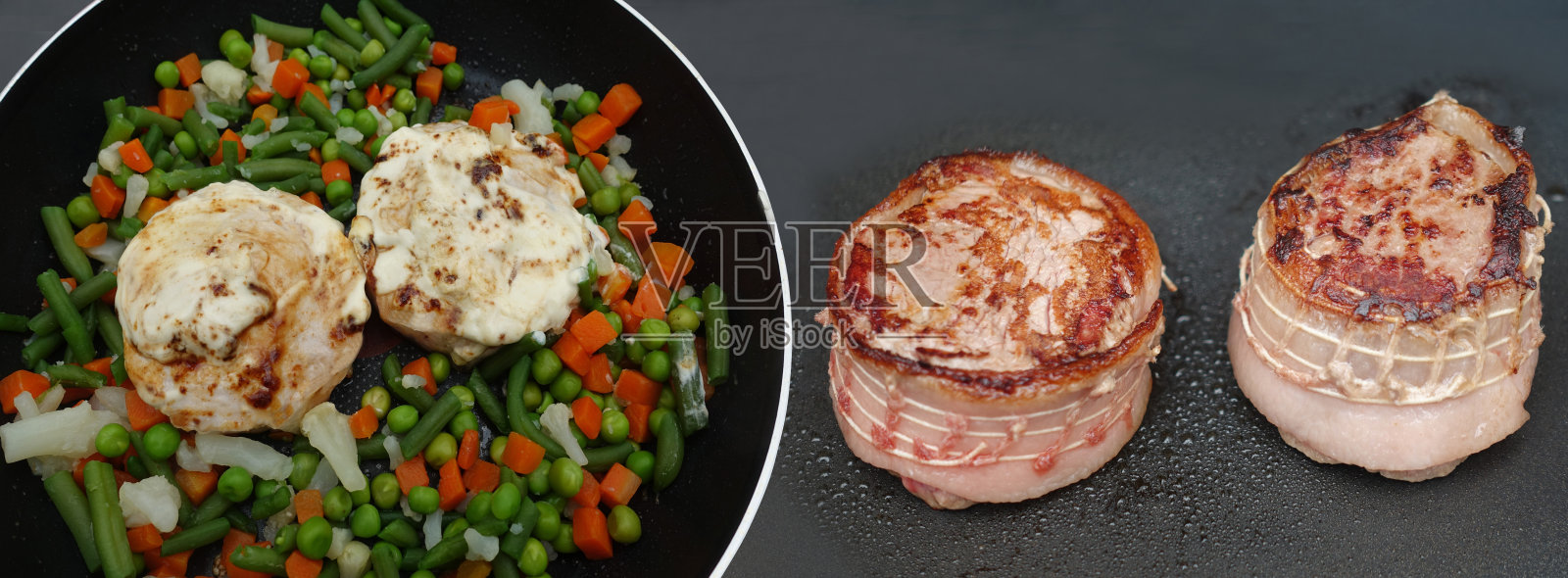 小牛肉与蔬菜分份烹制照片摄影图片