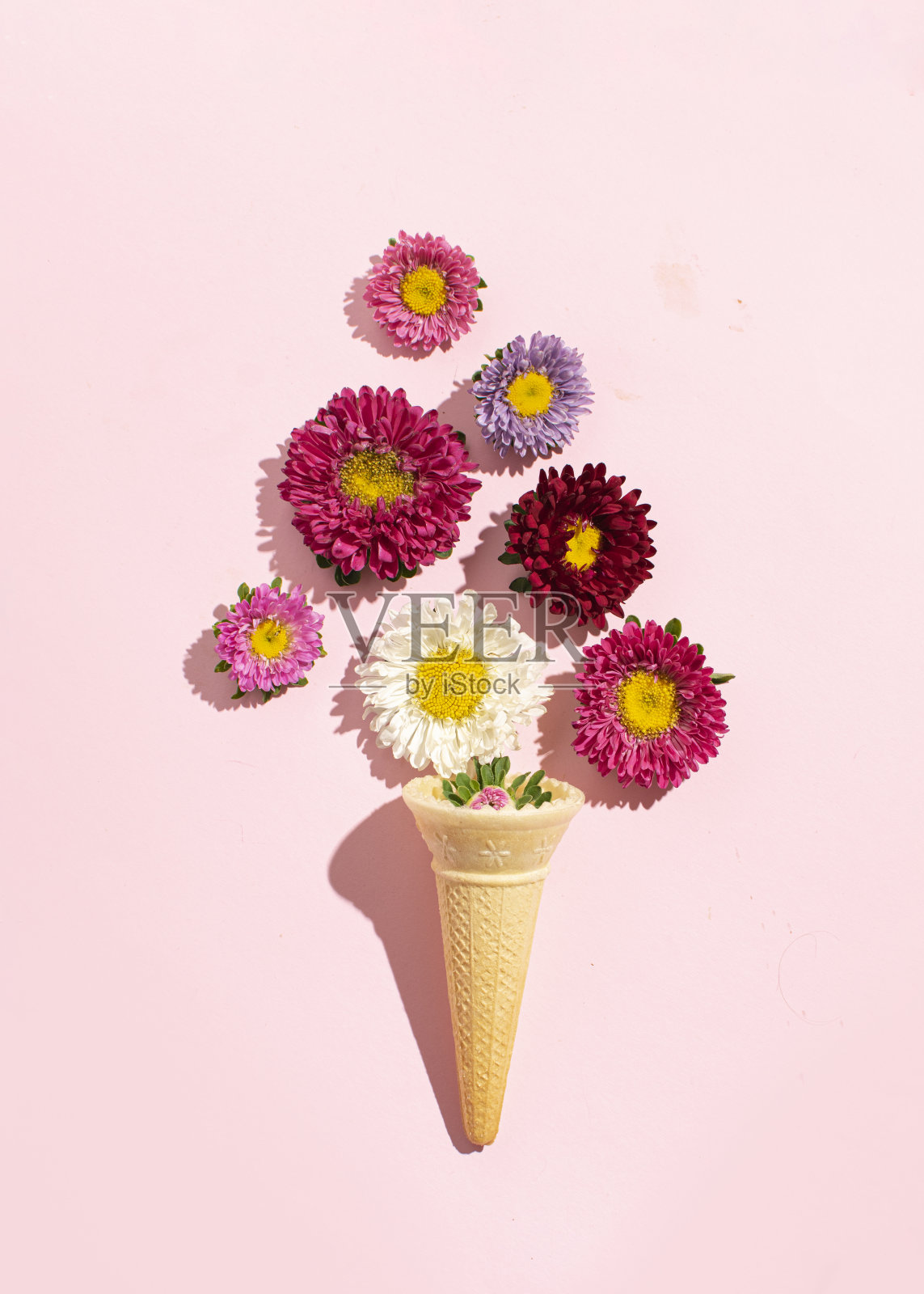 五颜六色的花卉冰淇淋照片摄影图片