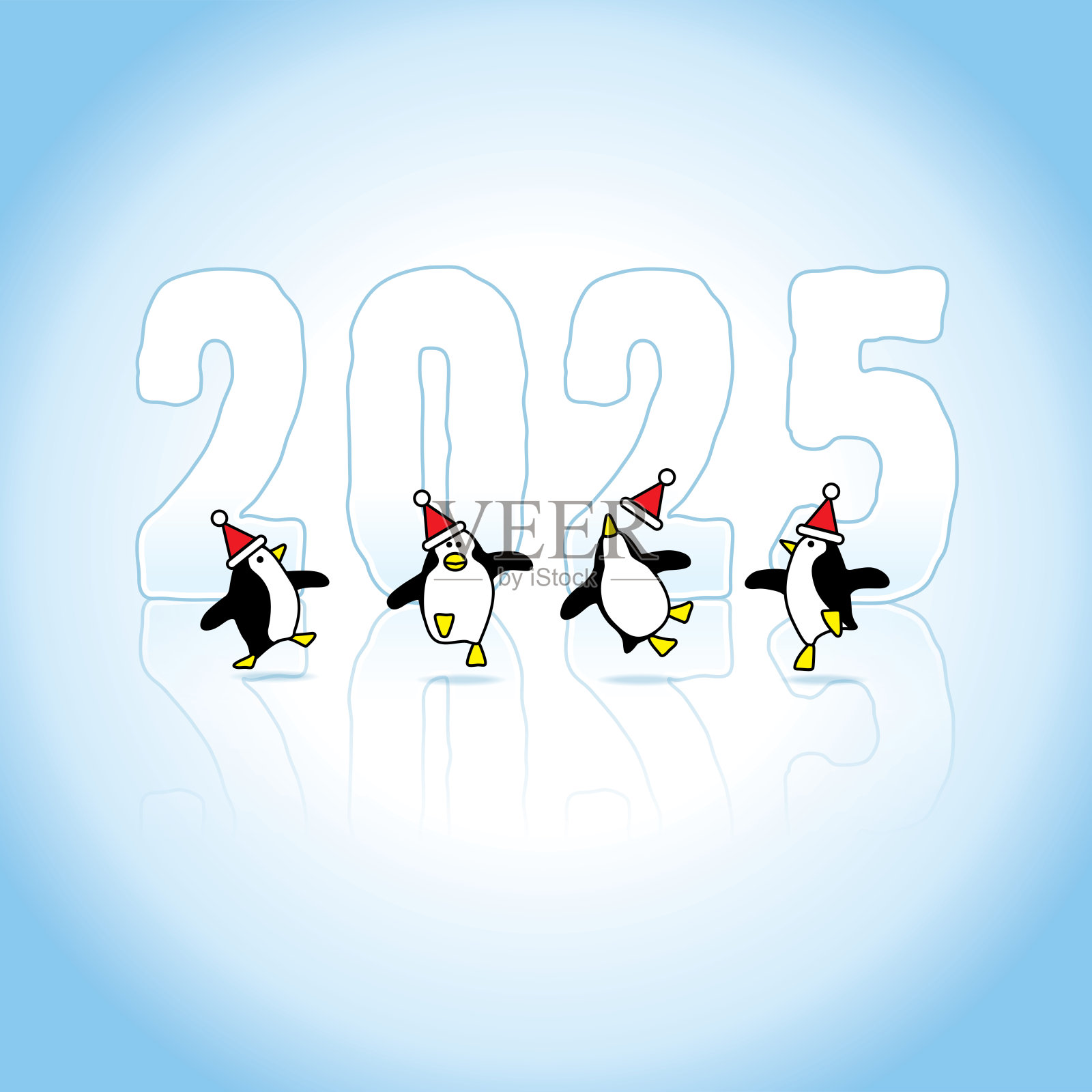 2025年_圣诞企鹅2插画图片素材