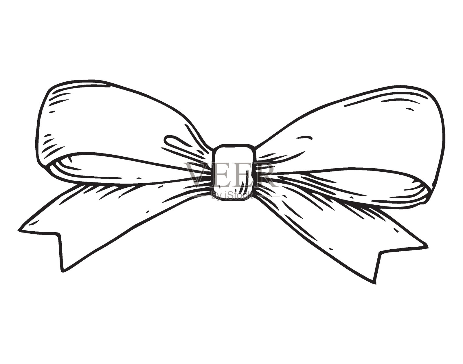 矢量插图在素描风格。蝴蝶结，丝带。抗击乳腺癌的象征，女性气质插画图片素材