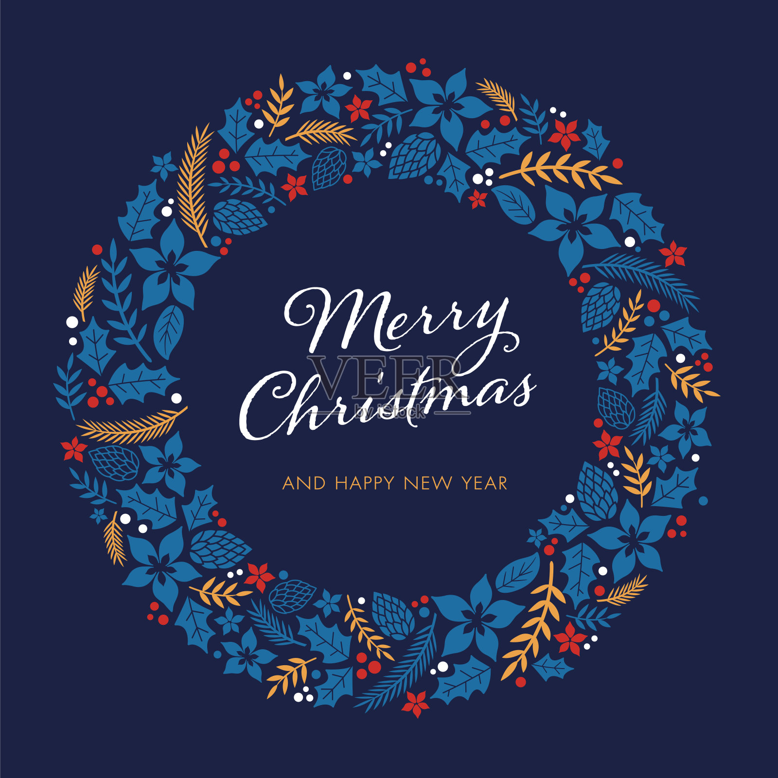 圣诞贺卡和花环。插画图片素材
