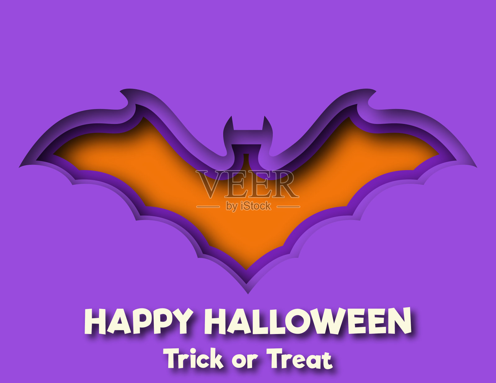 蝙蝠万圣节背景在时尚剪纸风格。插画图片素材