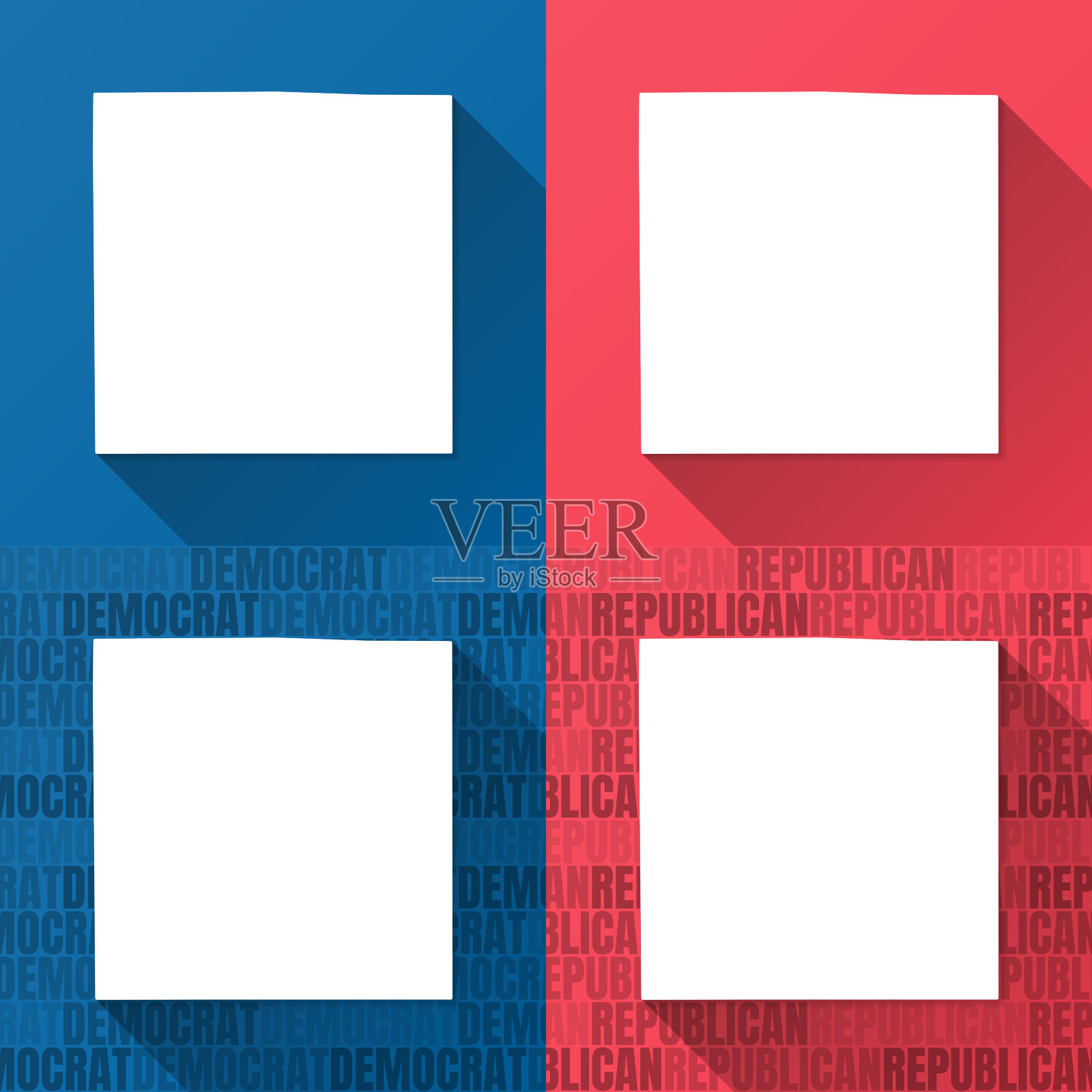 奥布莱恩县，爱荷华州。蓝色和红色背景的地图插画图片素材