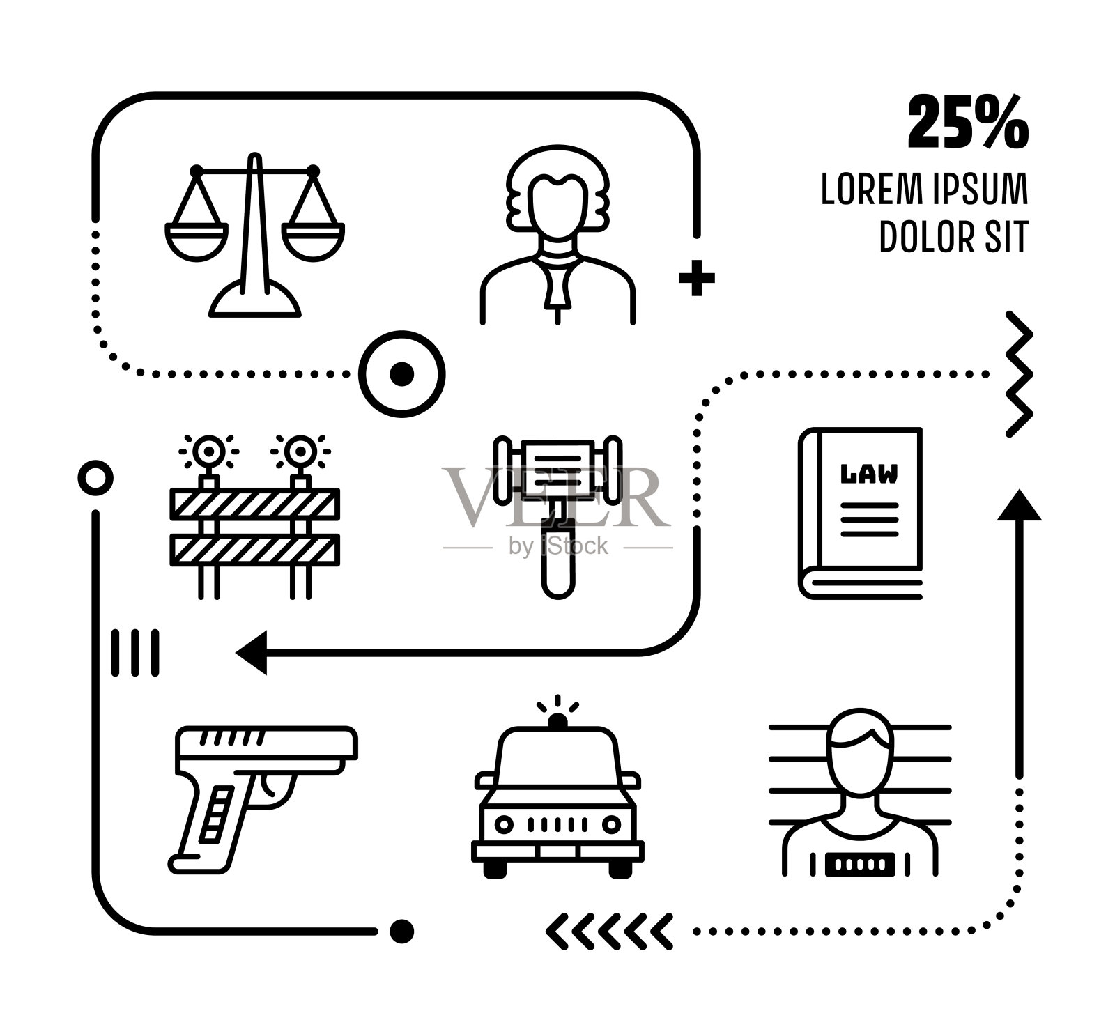 迷你信息图表设计与可编辑的图标逮捕令插画图片素材