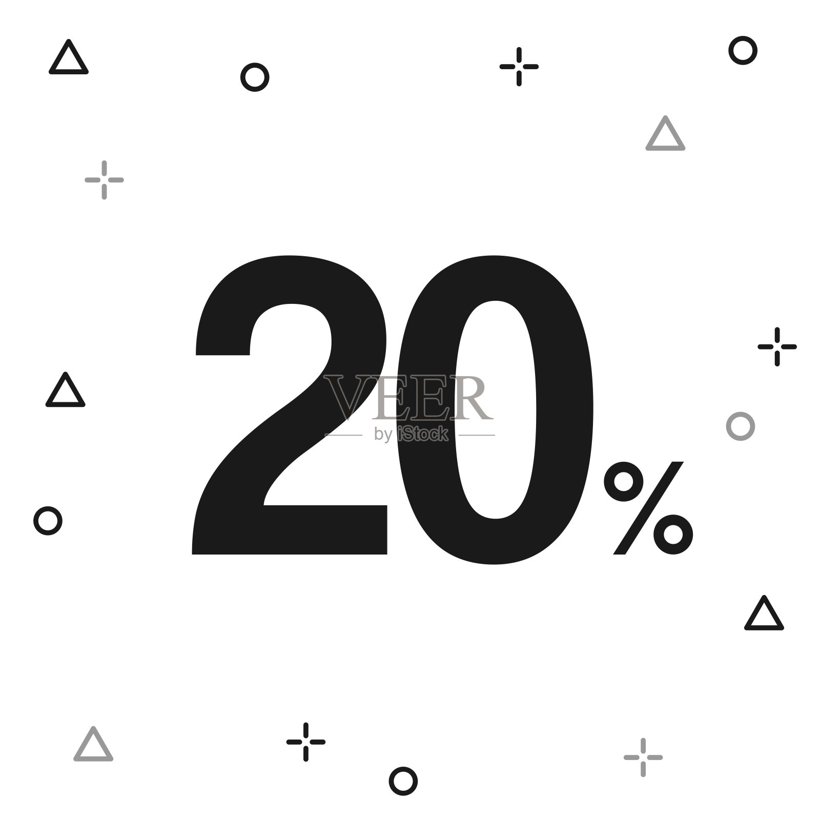 20% - 20%。白色背景图标插画图片素材