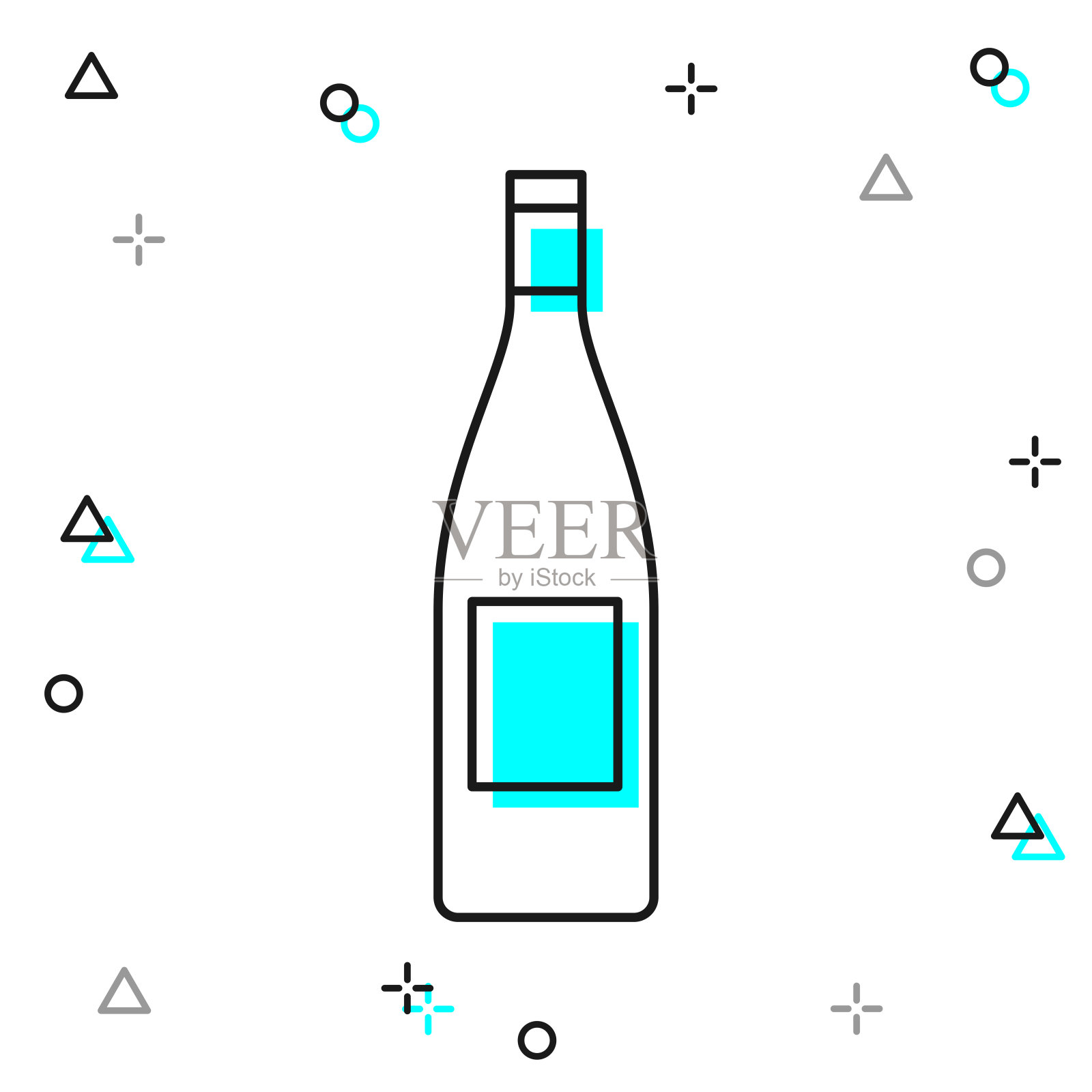 酒瓶。白色背景上的线图标插画图片素材