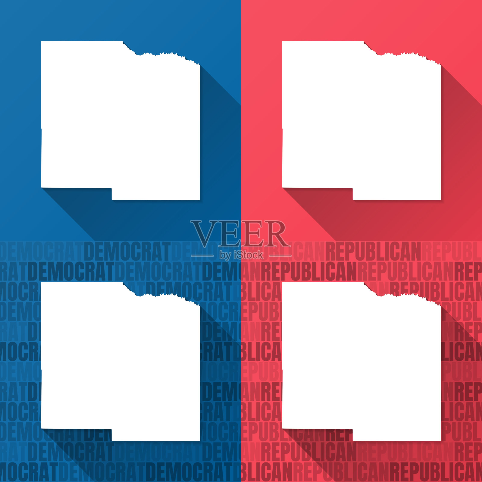 密西西比州拉斐特县。蓝色和红色背景的地图插画图片素材