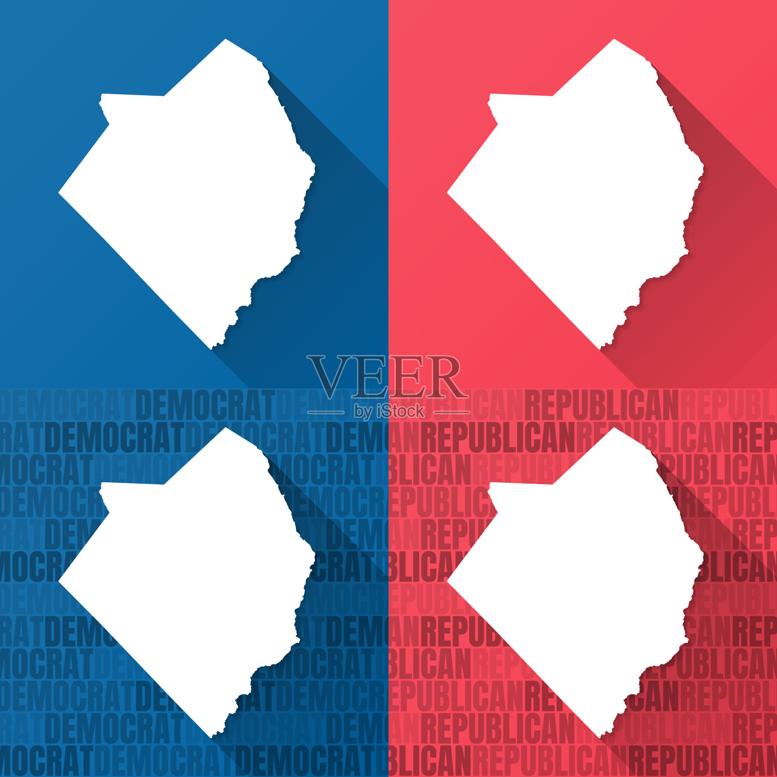 北卡罗来纳州罗布森县。蓝色和红色背景的地图插画图片素材