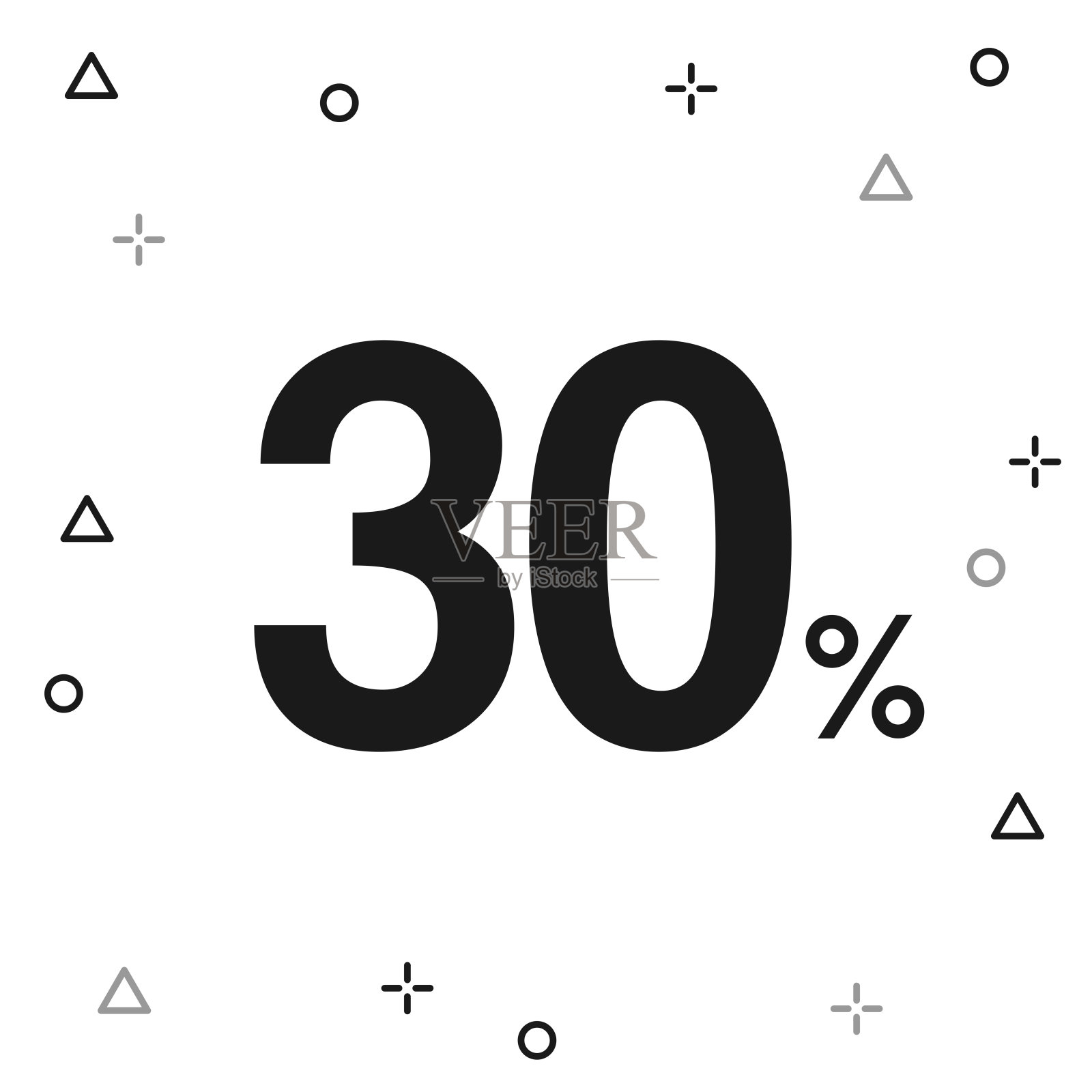 30% - 30%。白色背景图标插画图片素材