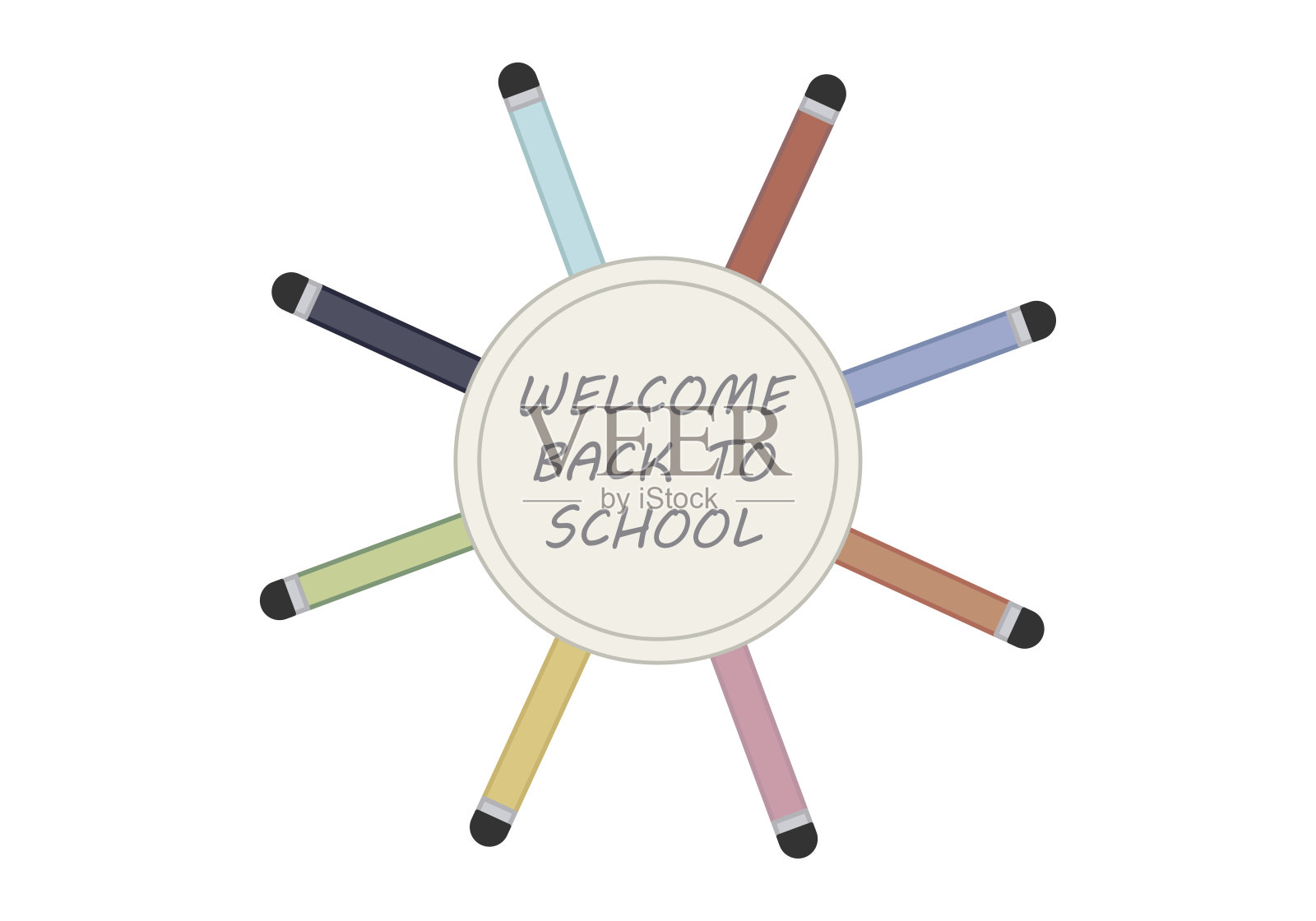 把彩色铅笔送回学校插画图片素材