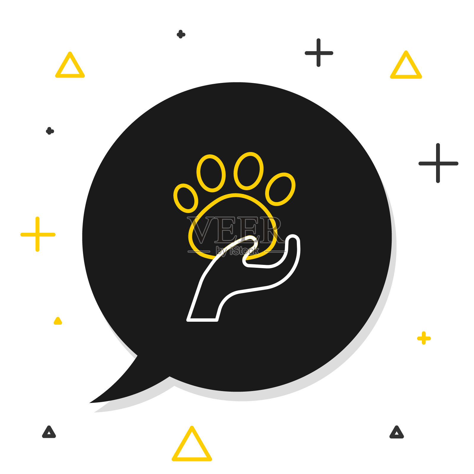 线动物志愿者图标孤立的白色背景。爱护动物理念。色彩缤纷的轮廓概念。向量插画图片素材