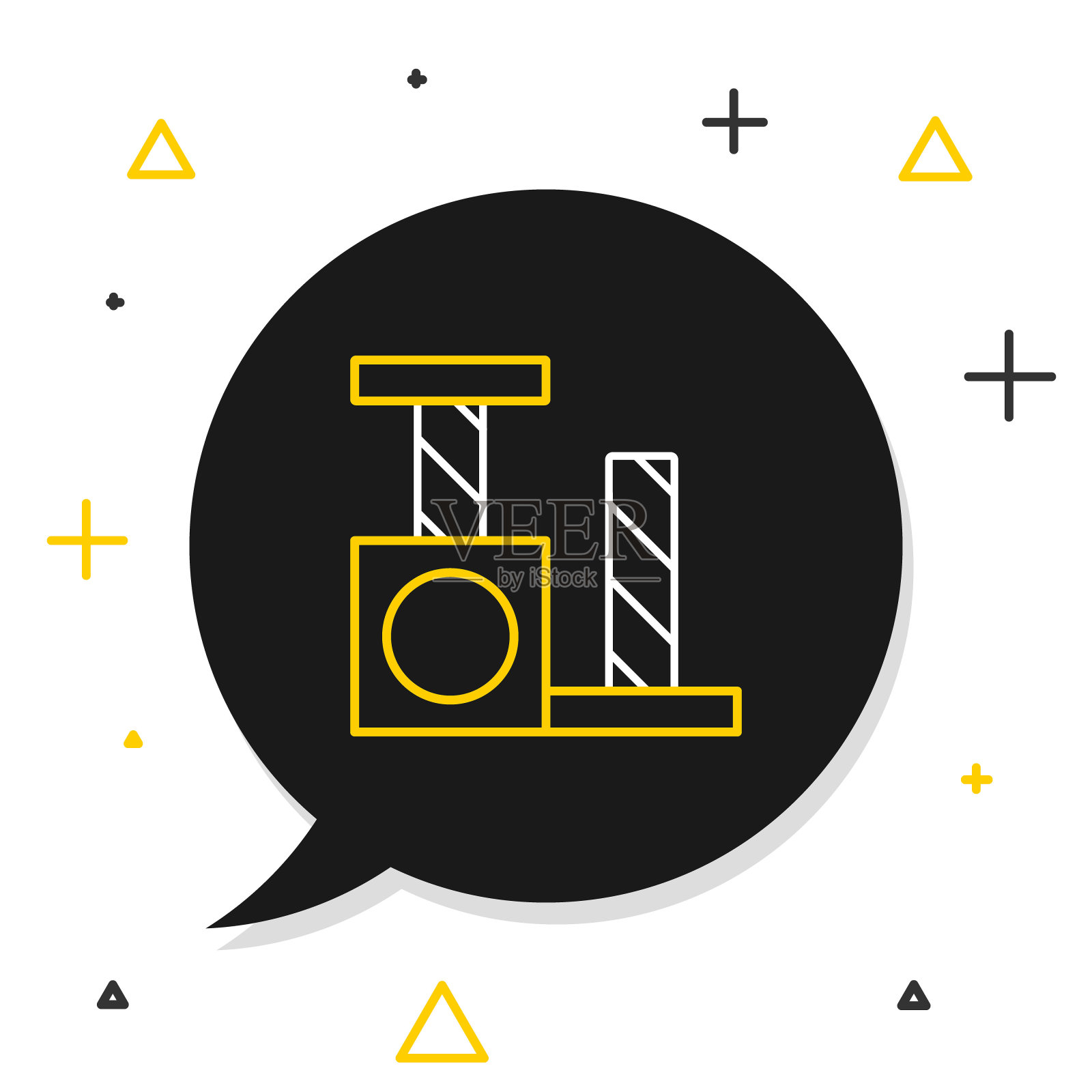 线猫抓后与玩具图标隔离在白色背景。色彩缤纷的轮廓概念。向量插画图片素材