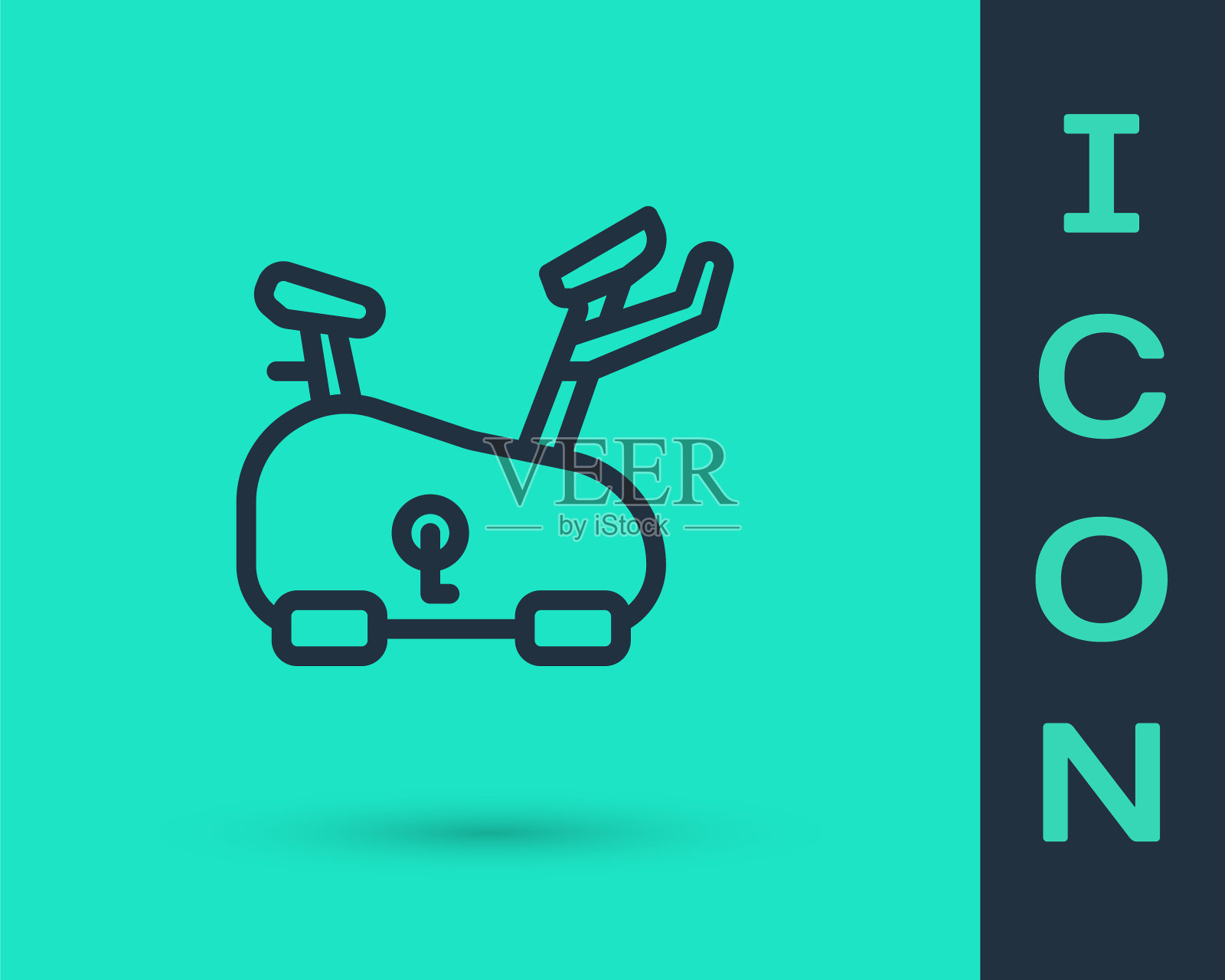 黑线固定自行车图标孤立在绿色背景。自行车运动。向量插画图片素材