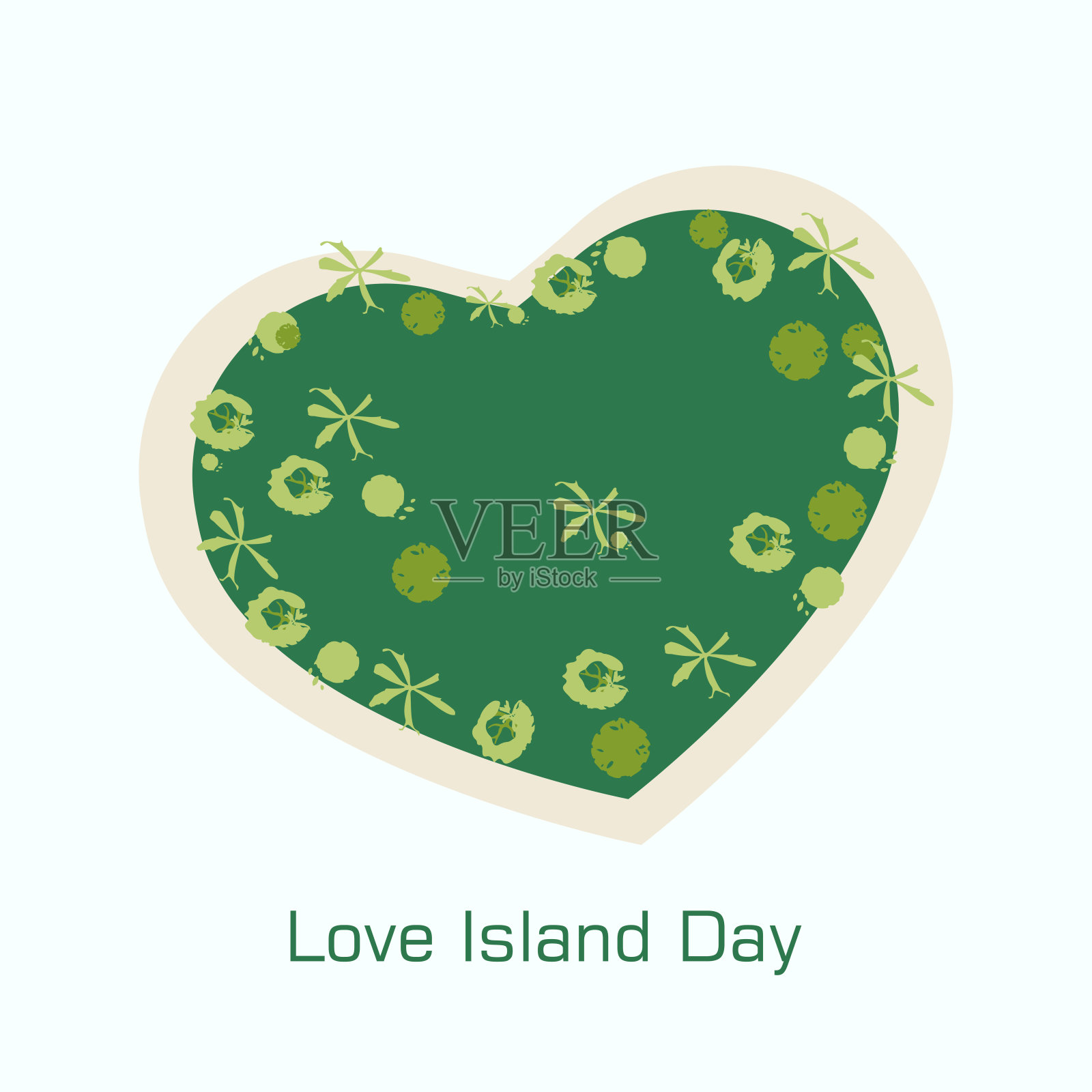 爱情岛日。爱海滩矢量，插图。6月7日。插画图片素材