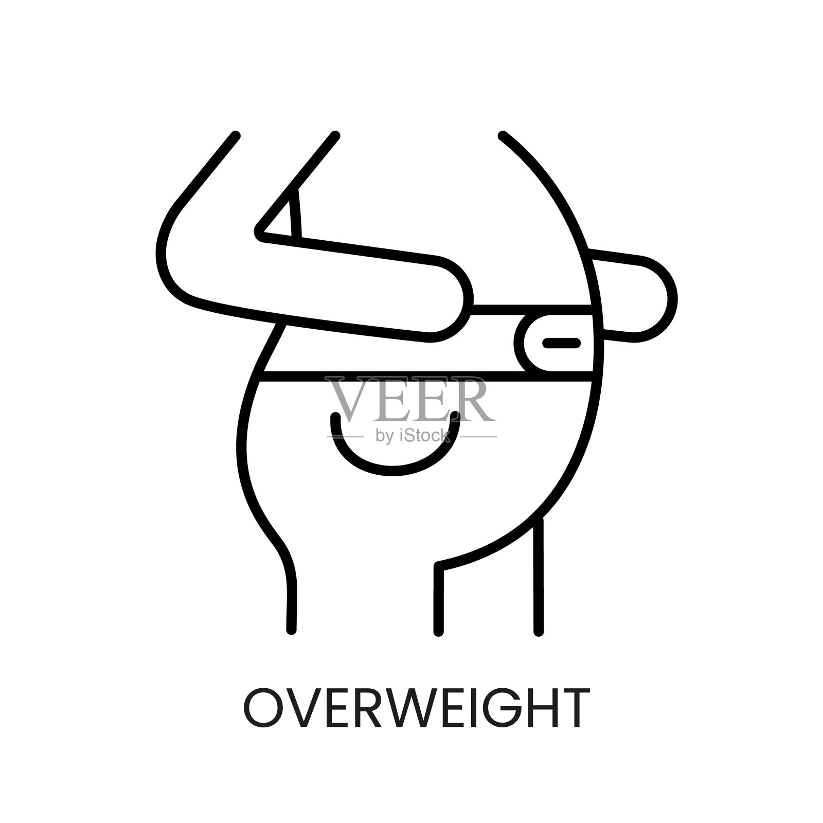 超重或肥胖，症状在糖尿病矢量线图标与可编辑的中风插画图片素材