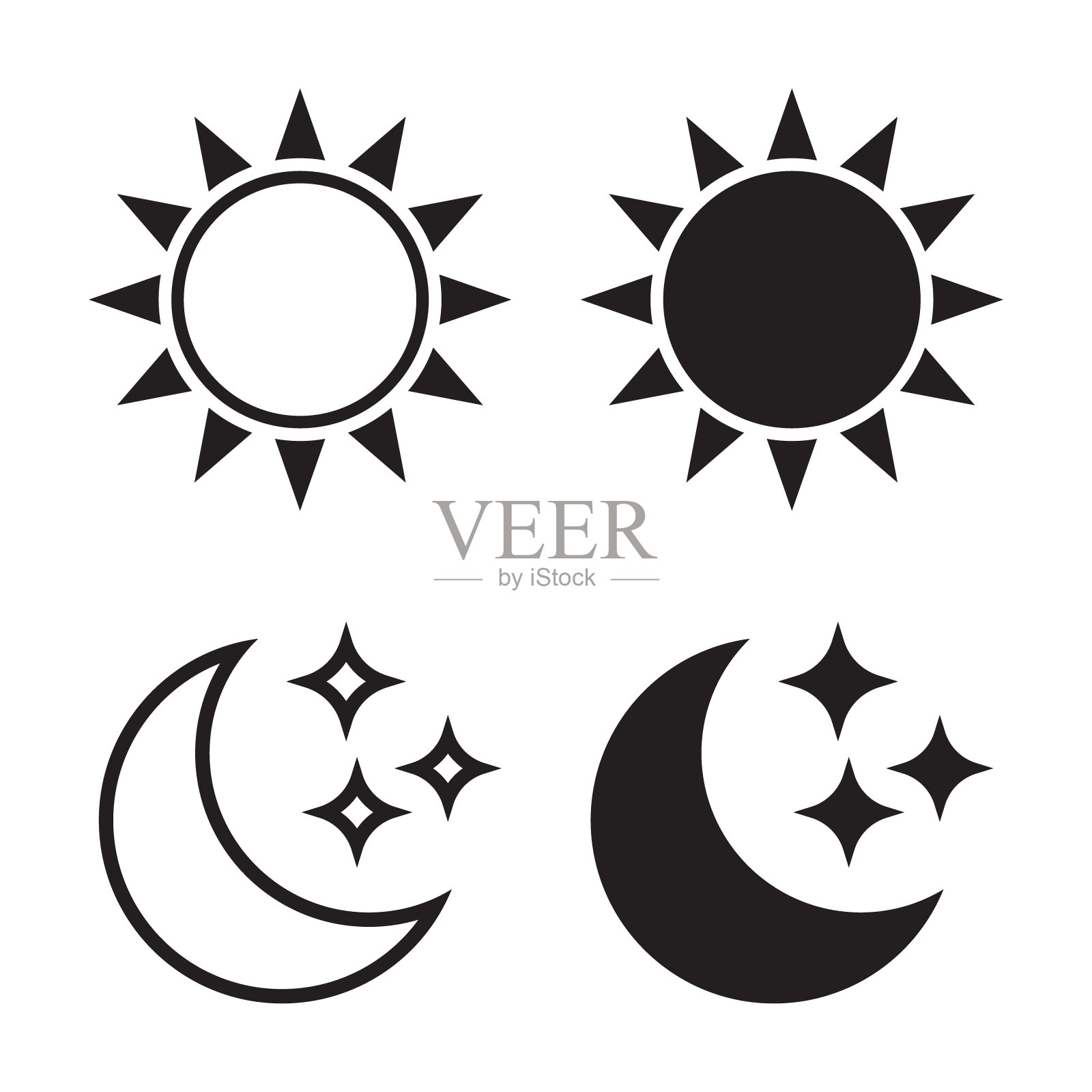 太阳月亮图标插图孤立矢量符号符号。插画图片素材