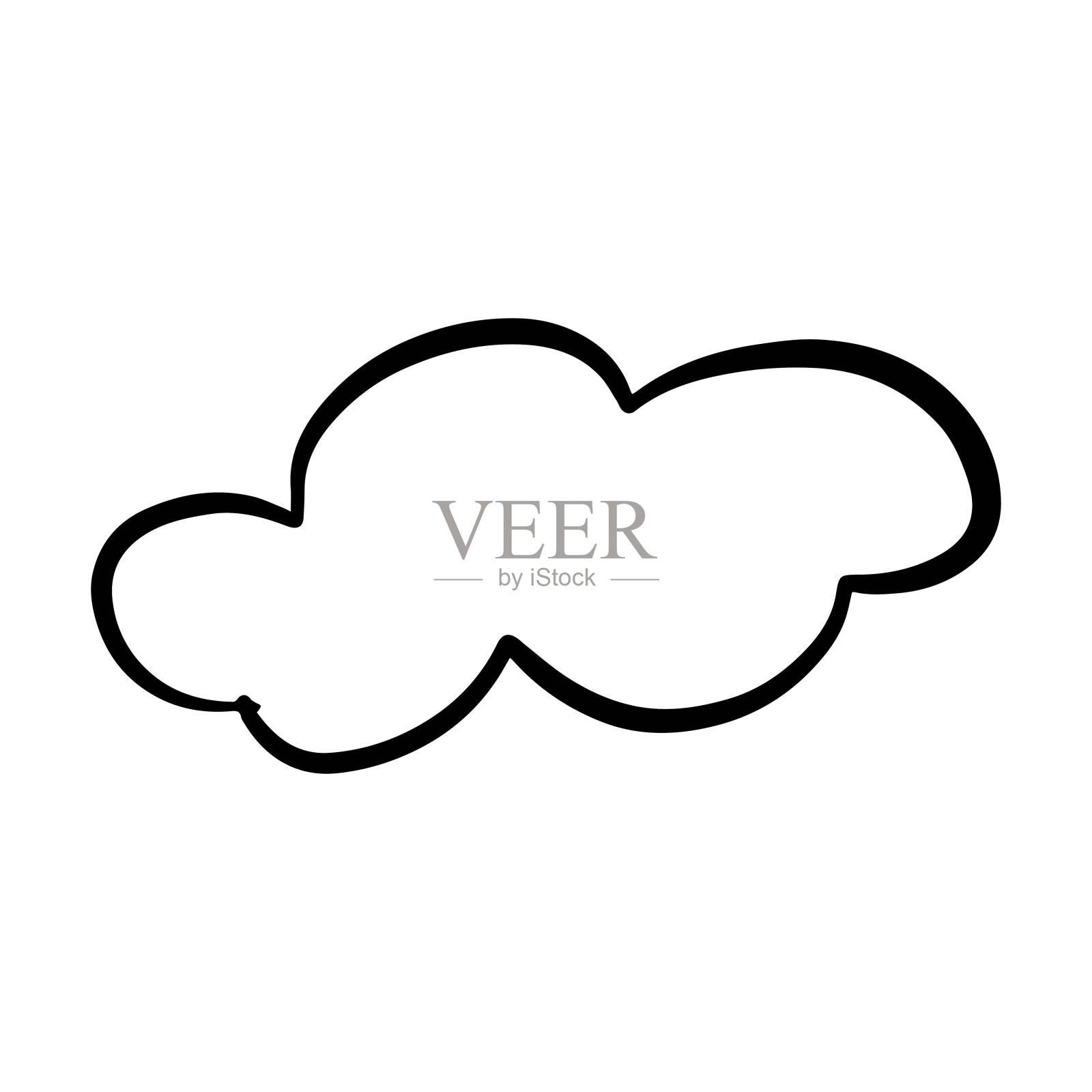 云图标，手绘轮廓素描，简单的涂鸦轮廓绘画艺术插画图片素材