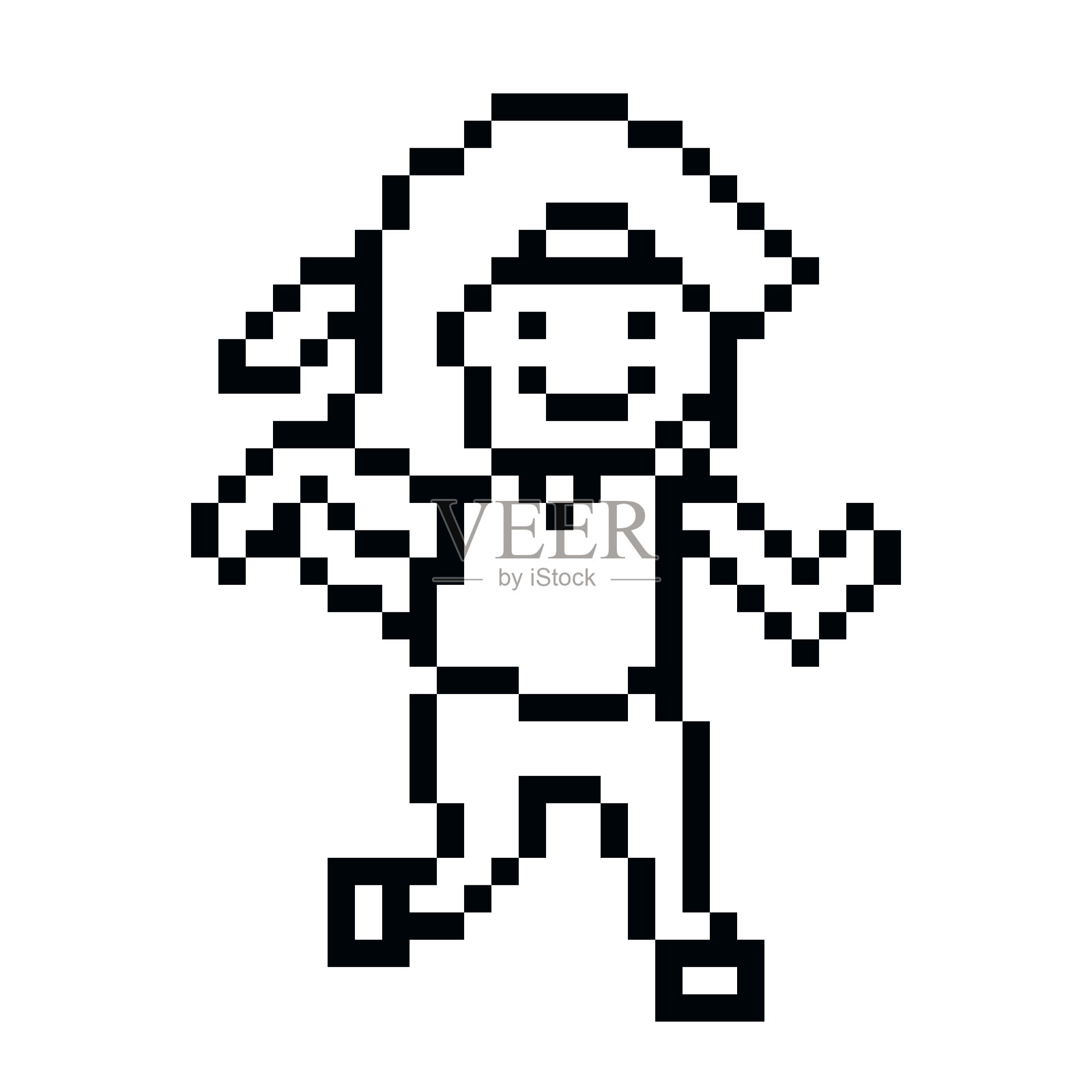 可爱的像素卡通8位人物女人跑步或跑步慢跑的生活方式为装饰生活方式8位女性慢跑马拉松运动矢量。插画图片素材