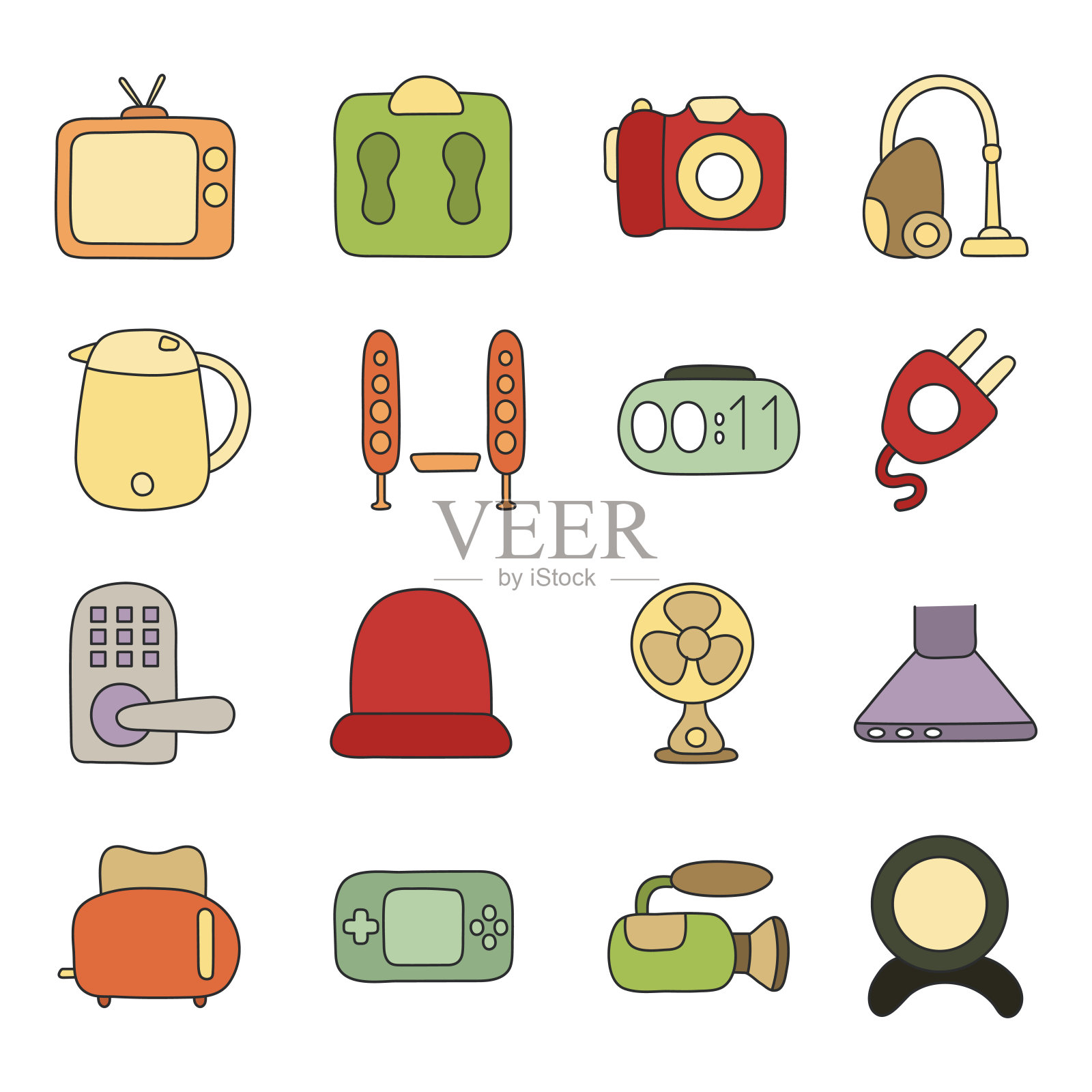 包的家庭配件扁平图标插画图片素材