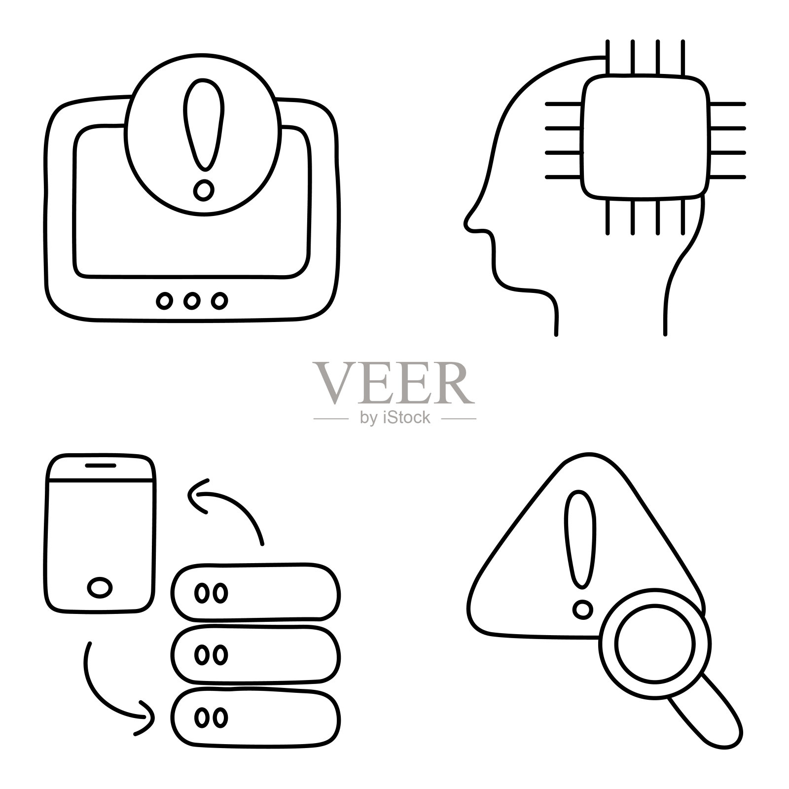大数据线性图标包插画图片素材
