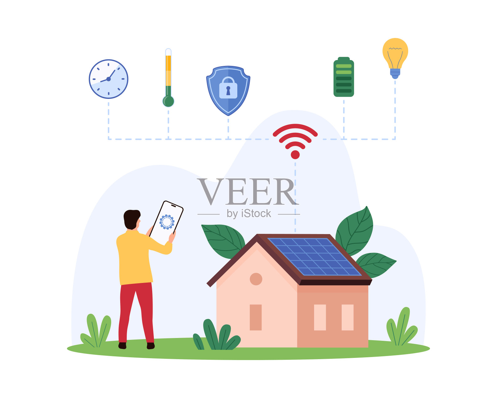 迷你人智能住宅概念插画图片素材